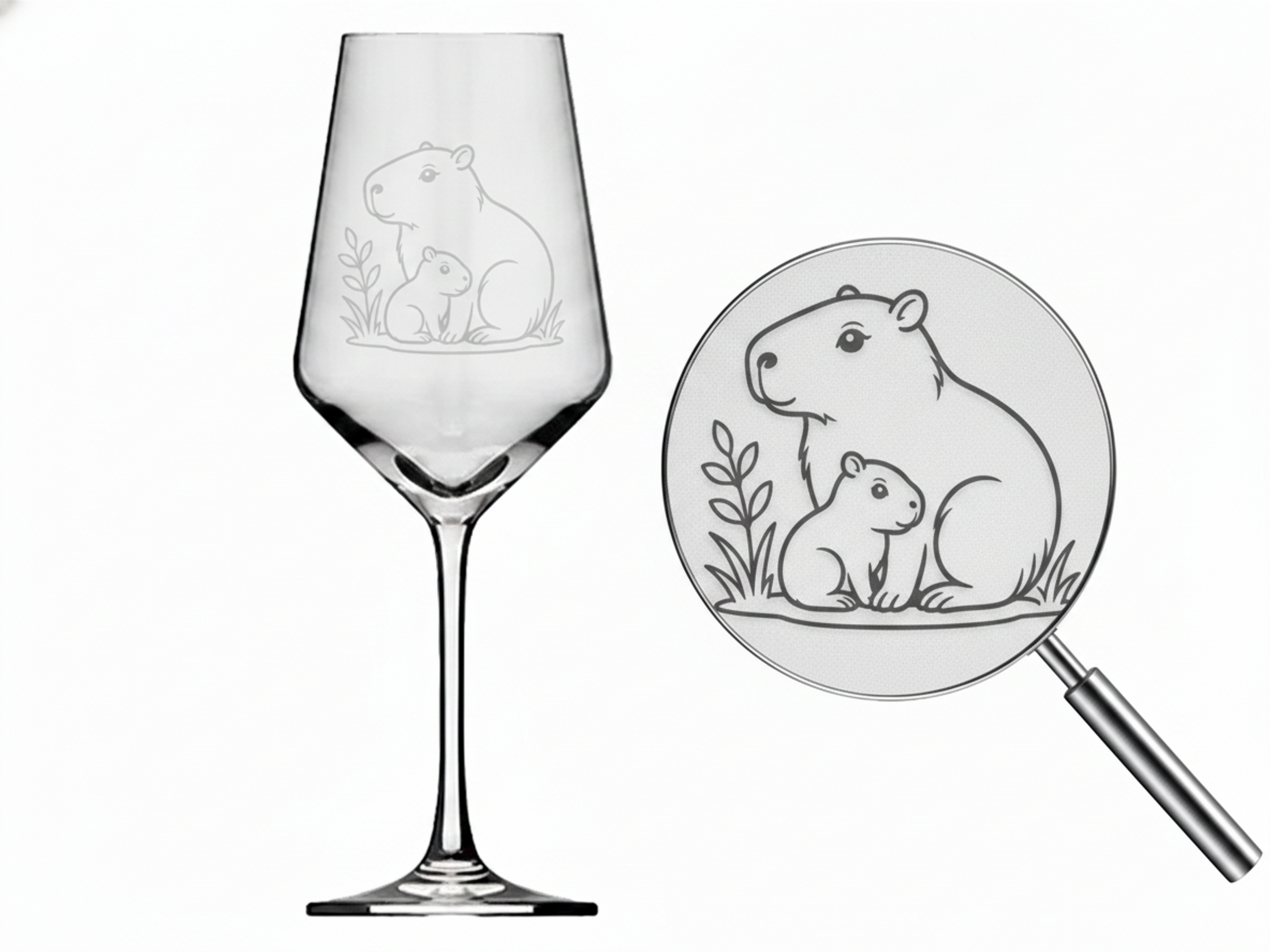 Weinglas Capybara mit Baby spülmaschinenfest 350ml für verschiedene Getränke