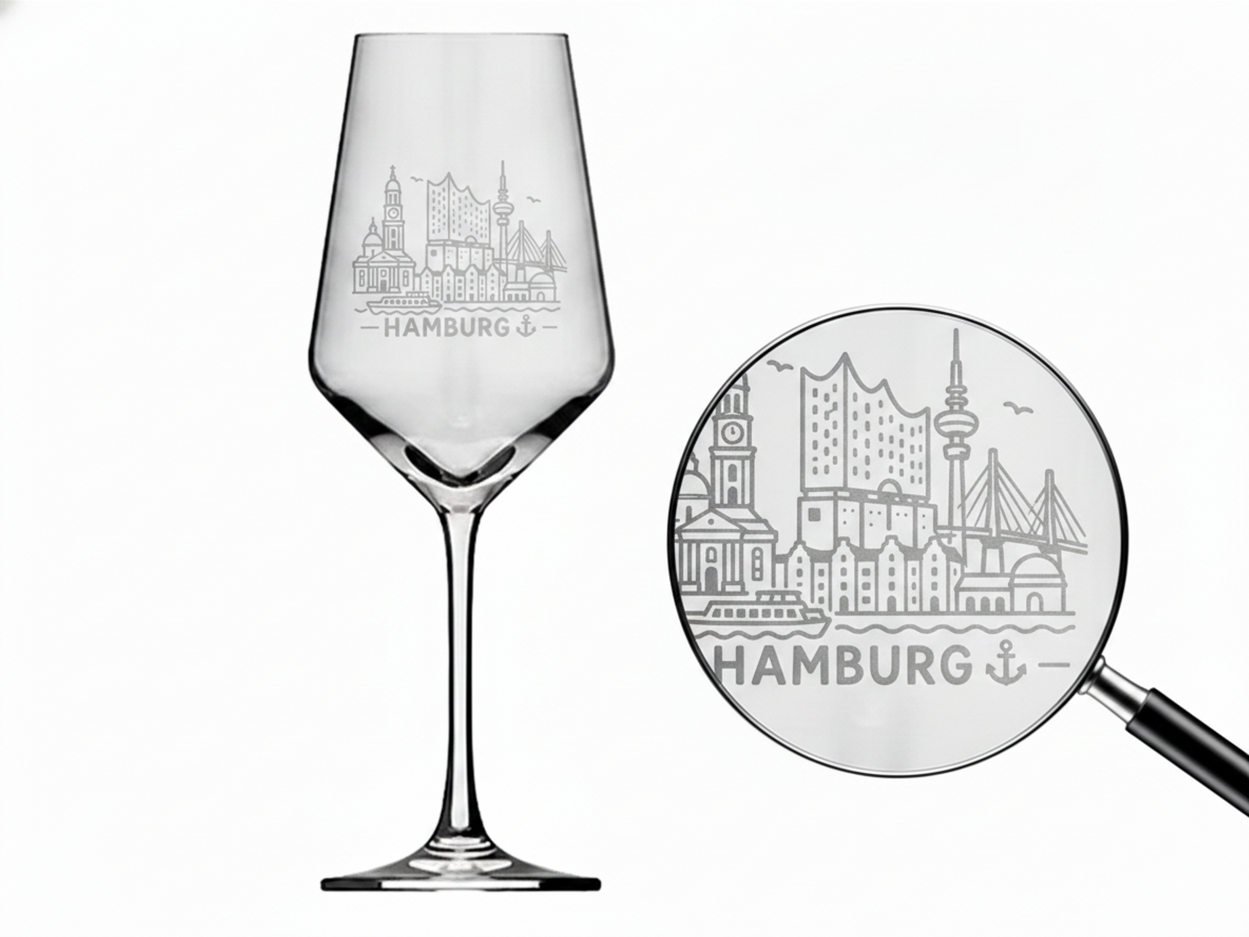 Weinglas Gravur Hamburg 350ml spülmaschinenfest für entspannte Abende - handgefertigt