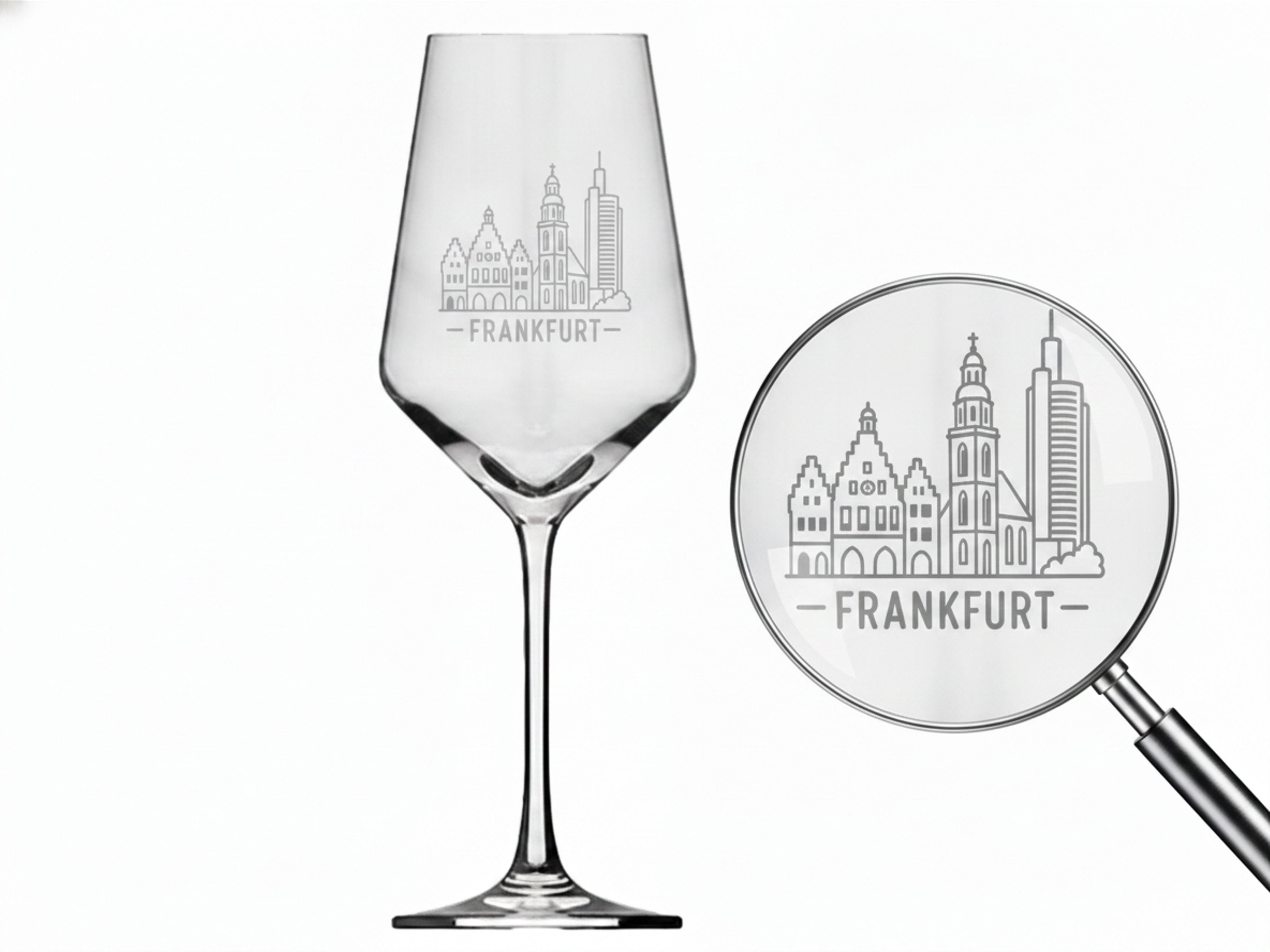 Weinglas Gravur Frankfurt 350ml spülmaschinenfest aus Kristallglas
