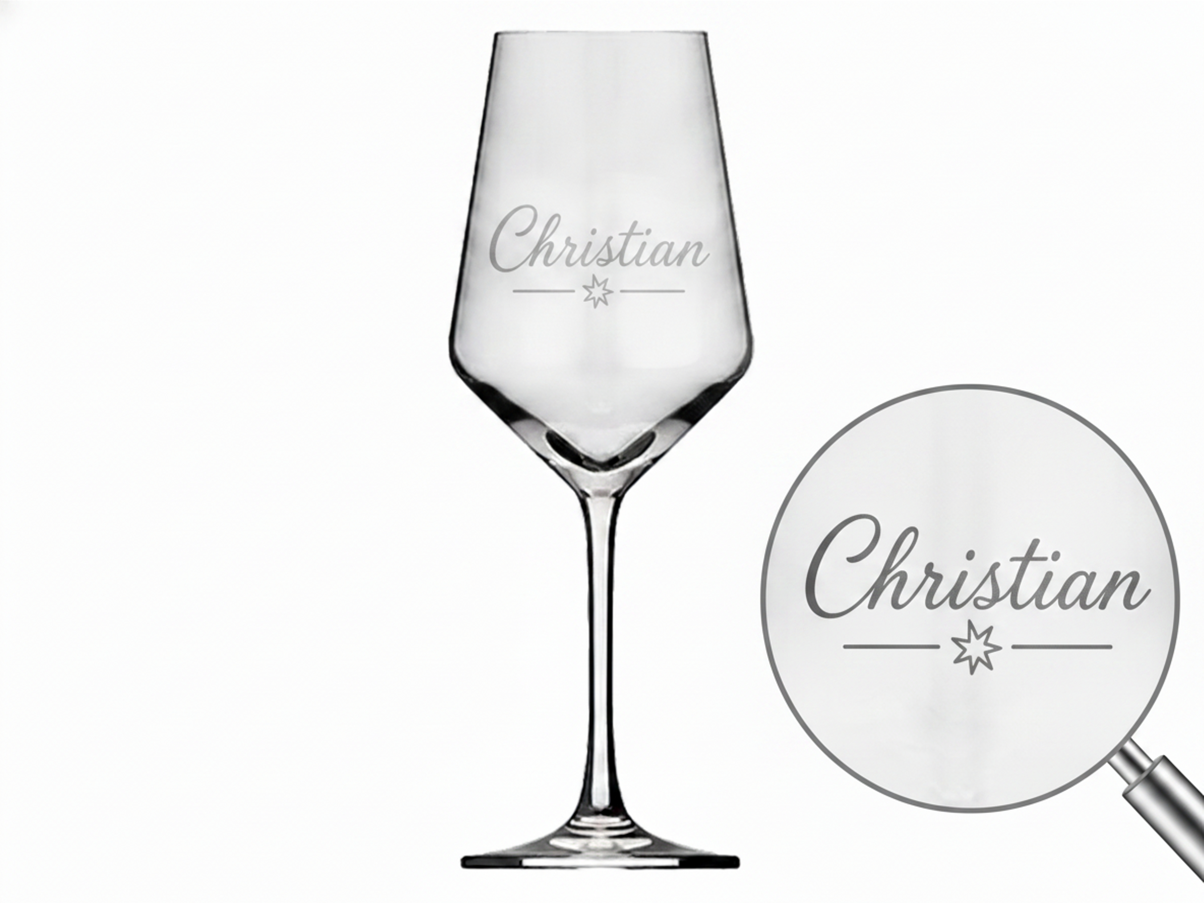 1x Weinglas Gravur Christian Namensglas 350ml spülmaschinenfest und elegant