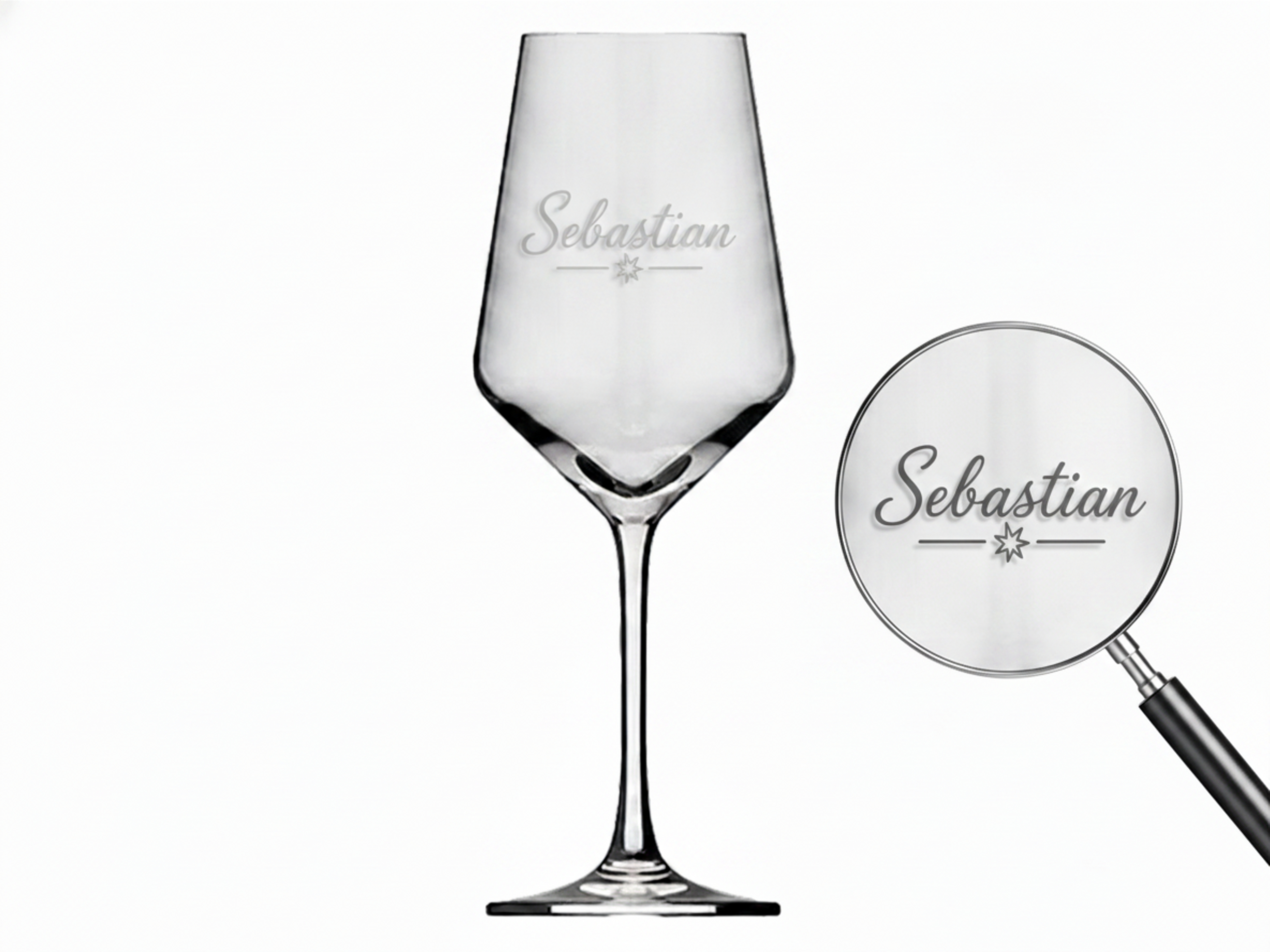 1x Weinglas Gravur Sebastian Namensglas 350ml spülmaschinenfest und robust