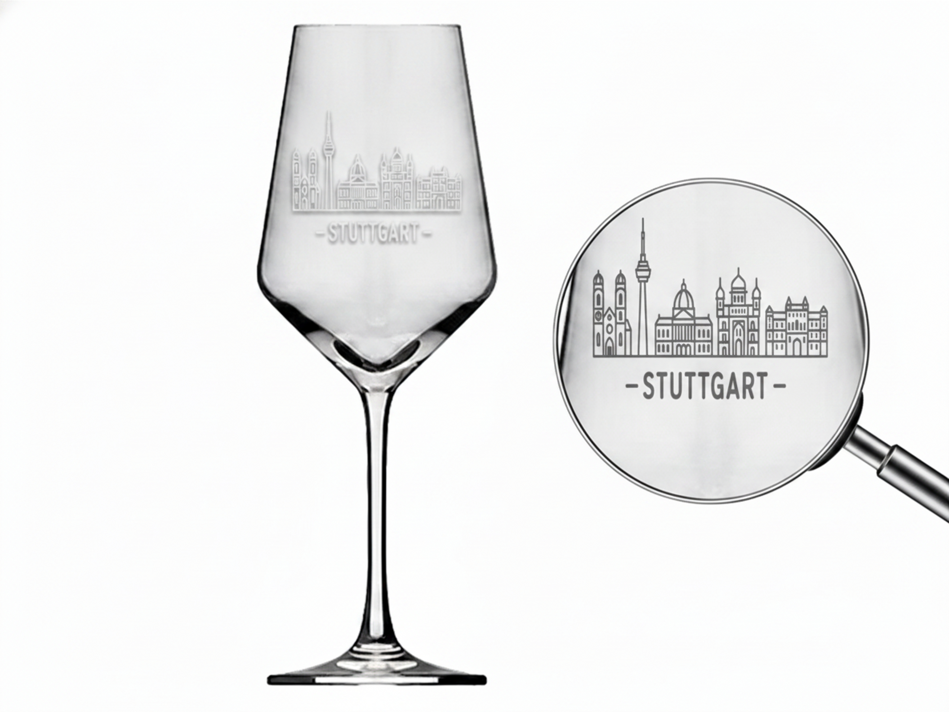 Weinglas Gravur Stuttgart 350ml spülmaschinenfest und hochwertig gestaltet