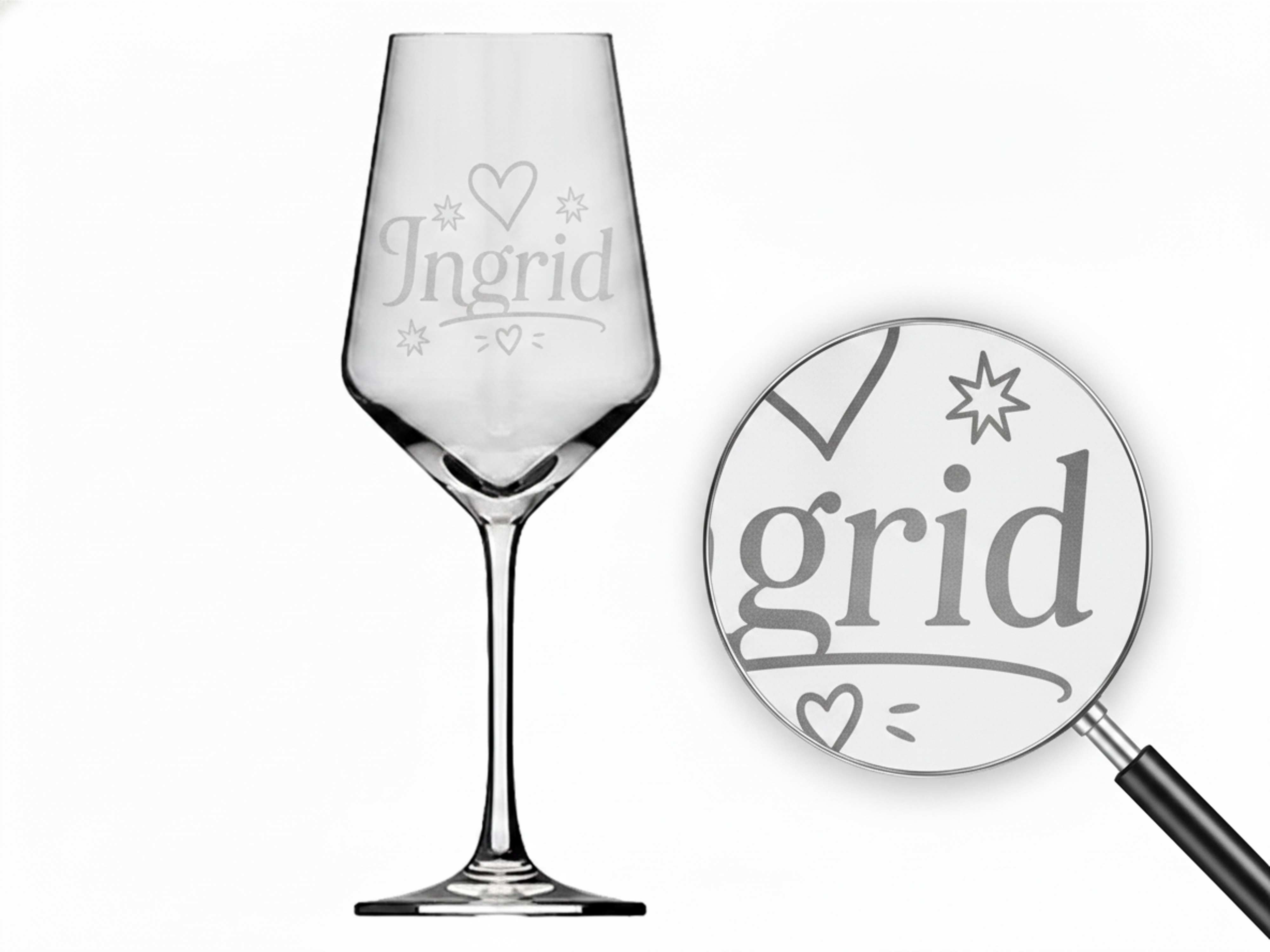 1x Weinglas Gravur Ingrid Namensglas 350ml spülmaschinenfest für jeden Anlass