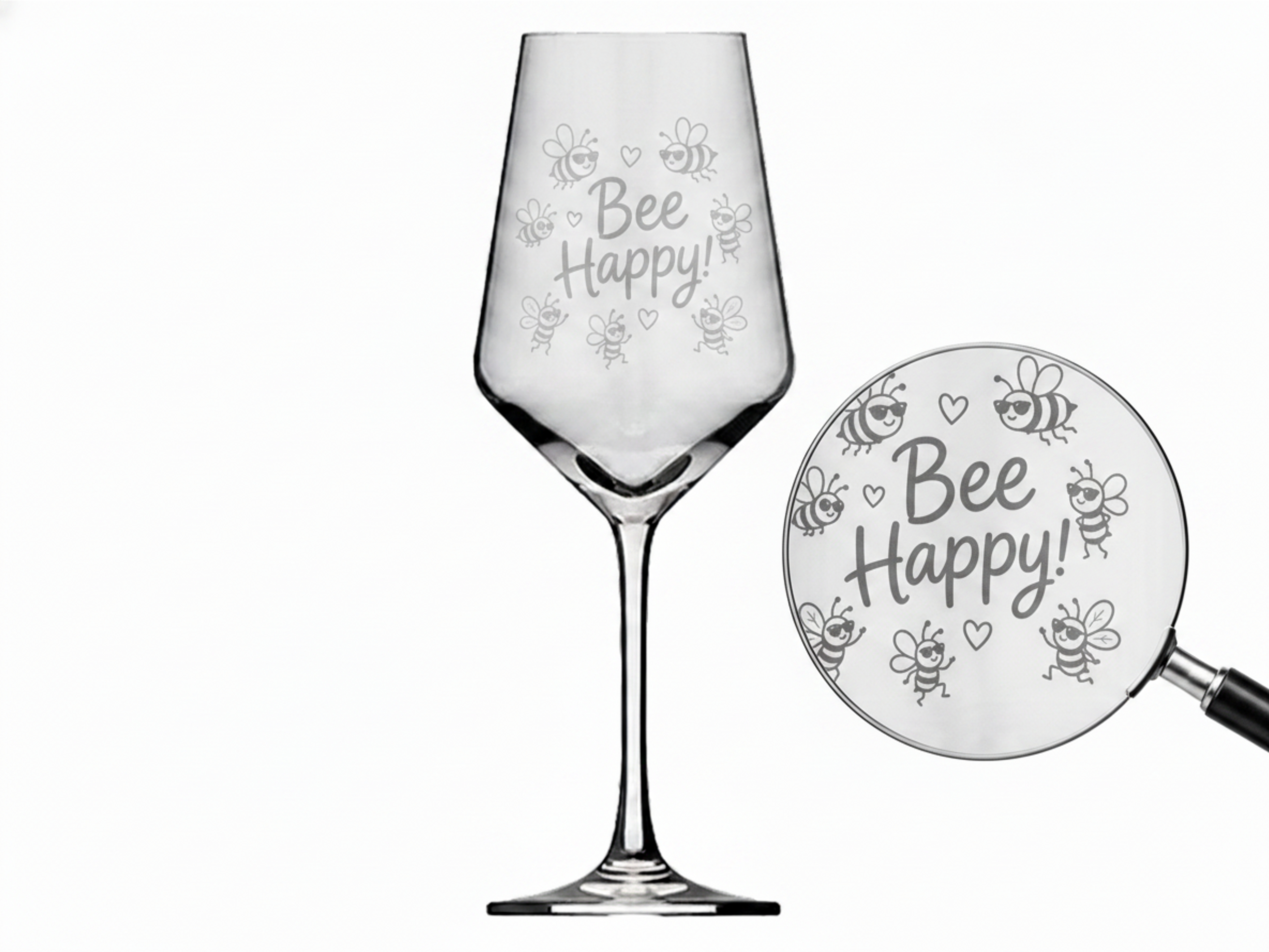 Weinglas Gravur Bee Happy Bienen spülmaschinenfest 350 ml robust