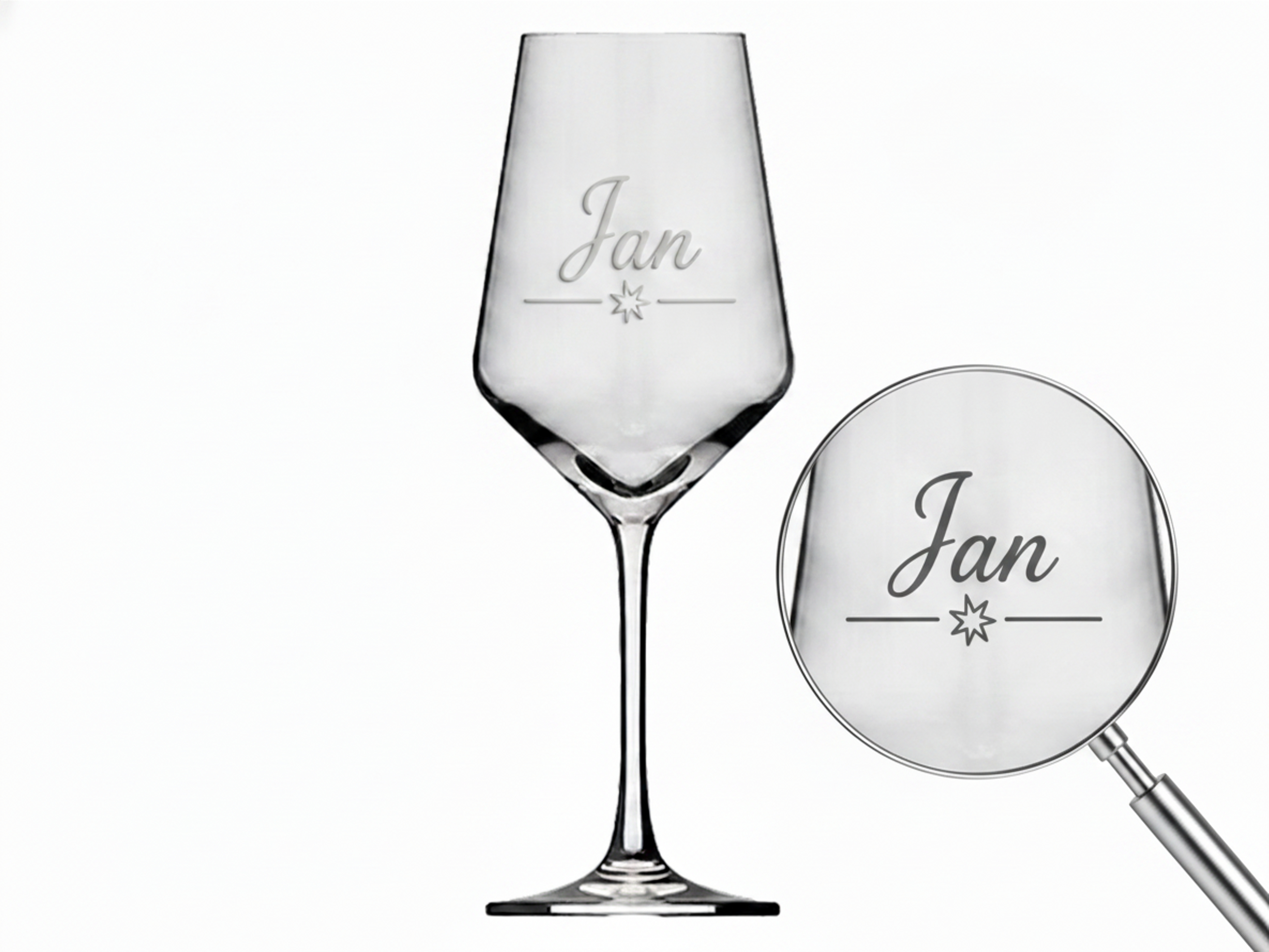 1x Weinglas Gravur Jan Namensglas 350ml spülmaschinenfest robust und stapelbar