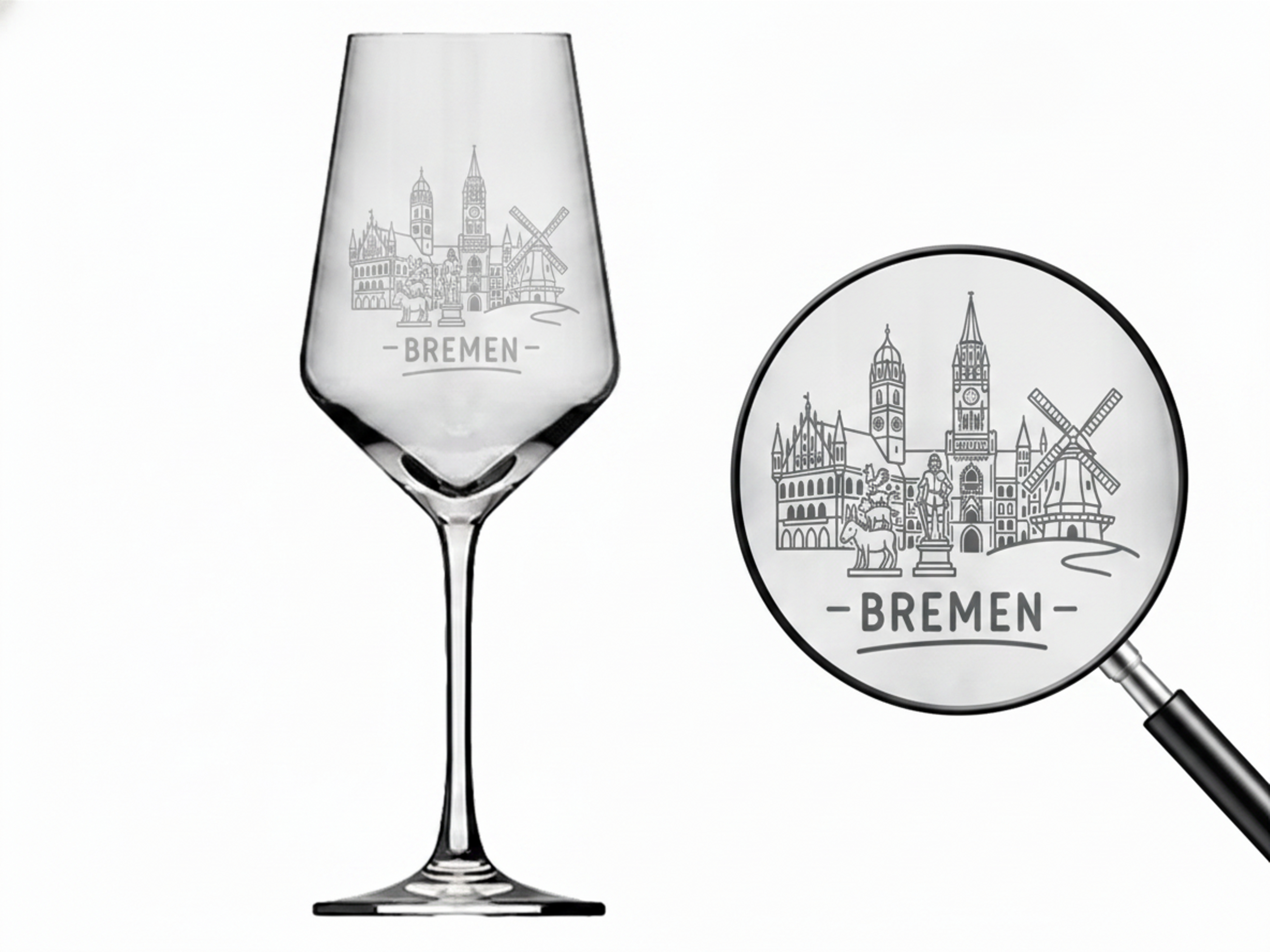 Weinglas Gravur Bremen 350ml spülmaschinenfest robust und langlebig