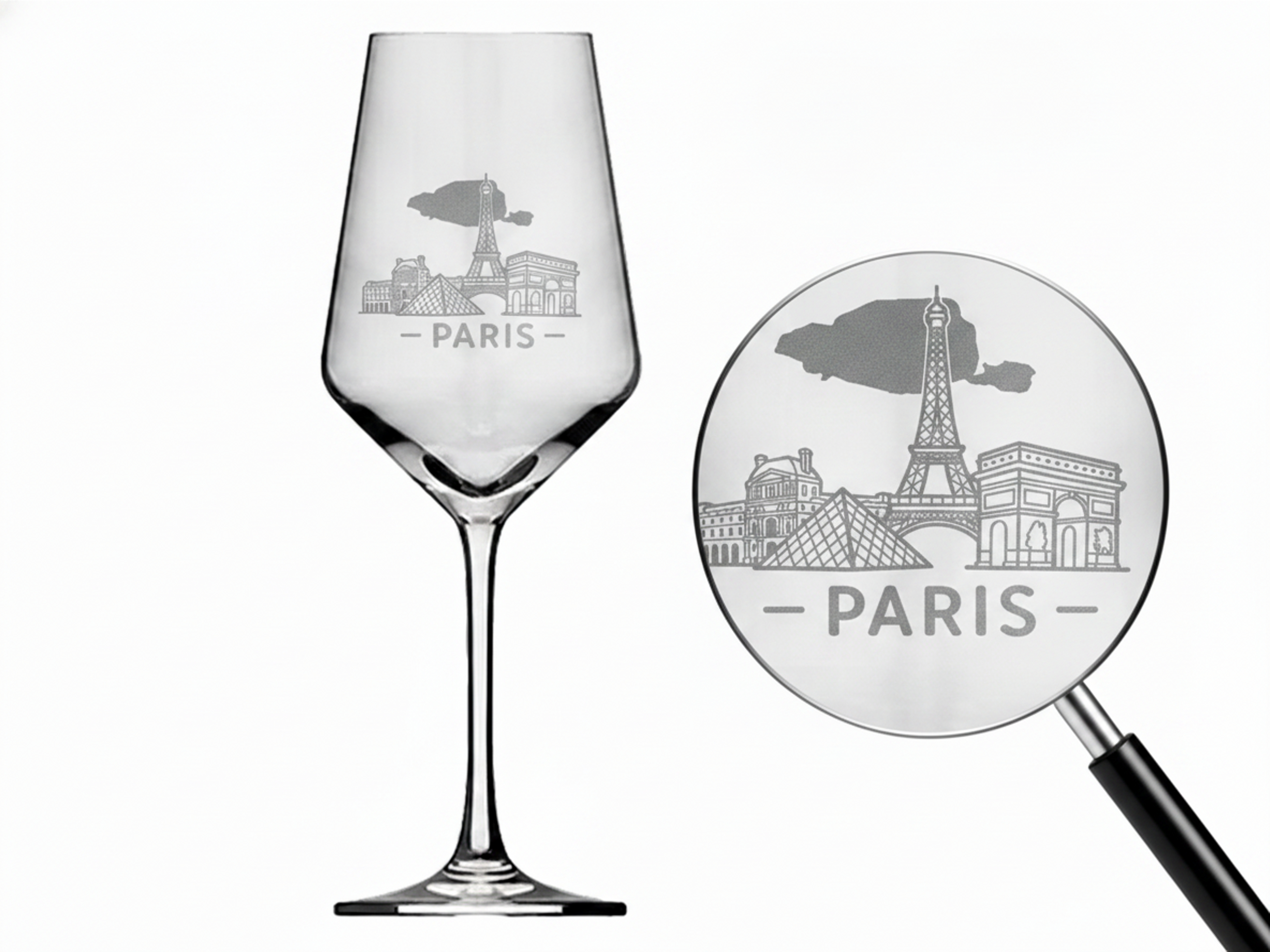 Weinglas Gravur Paris 350ml spülmaschinenfest für Weinliebhaber und Zusammenkünfte