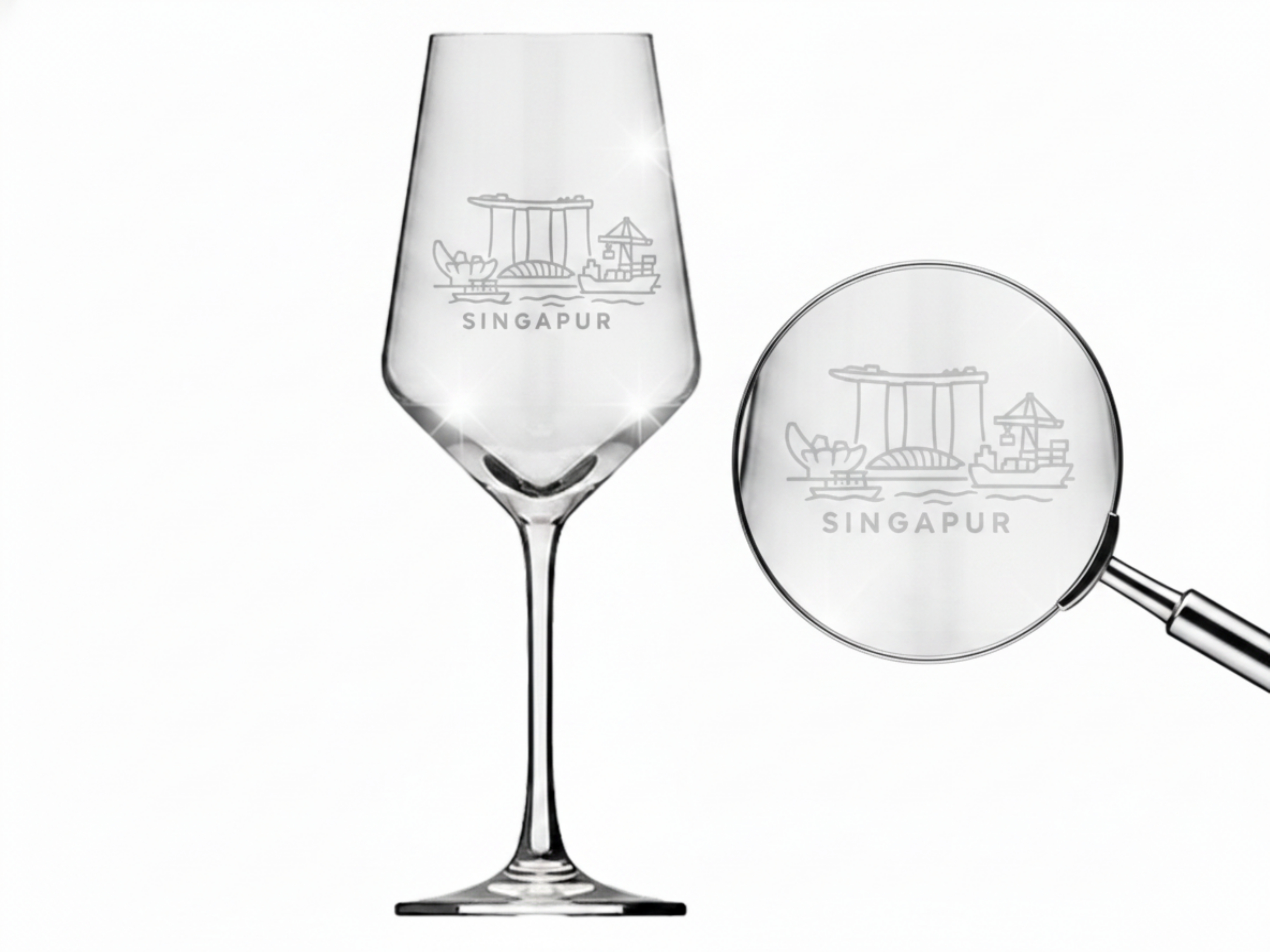 Weinglas Gravur Singapur 350ml spülmaschinenfest robust für täglichen Gebrauch