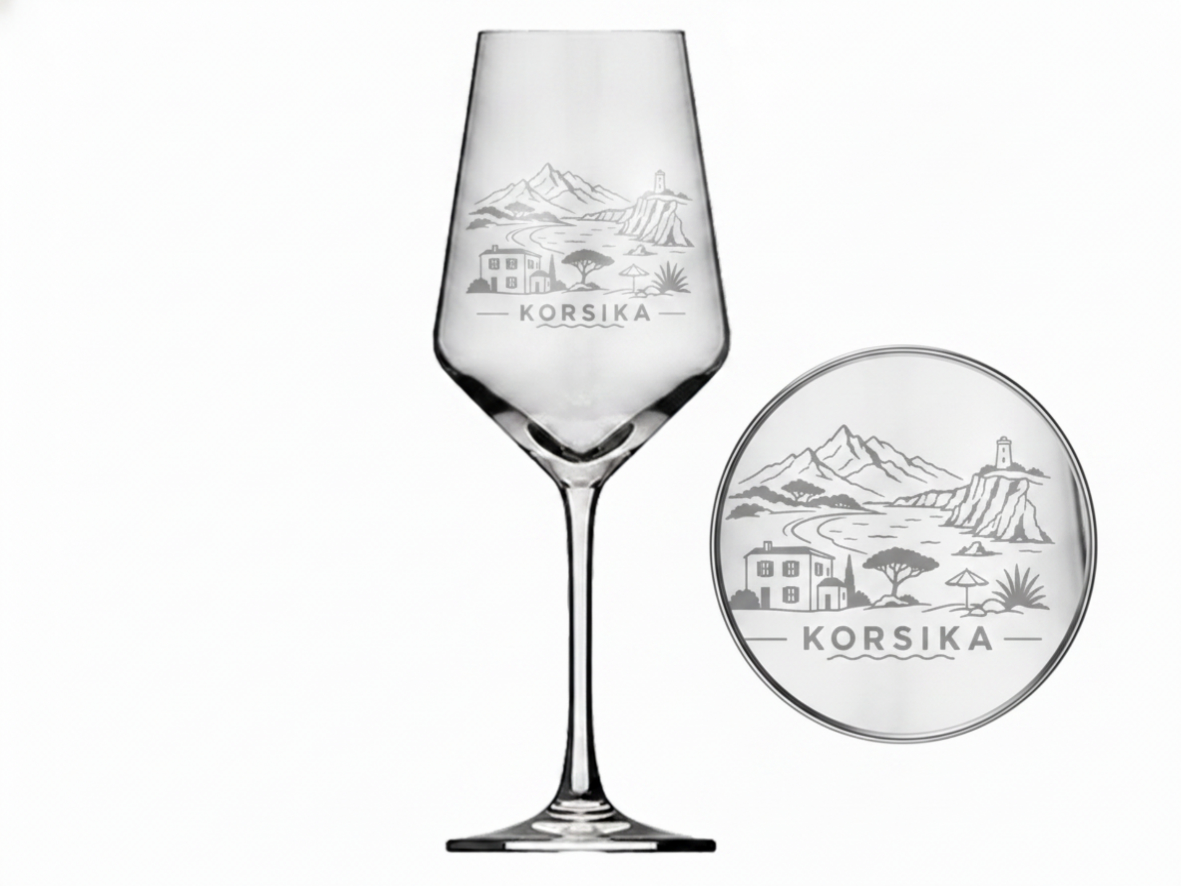 Weinglas Gravur Korsika 350ml spülmaschinenfest und robust für Genusserlebnis