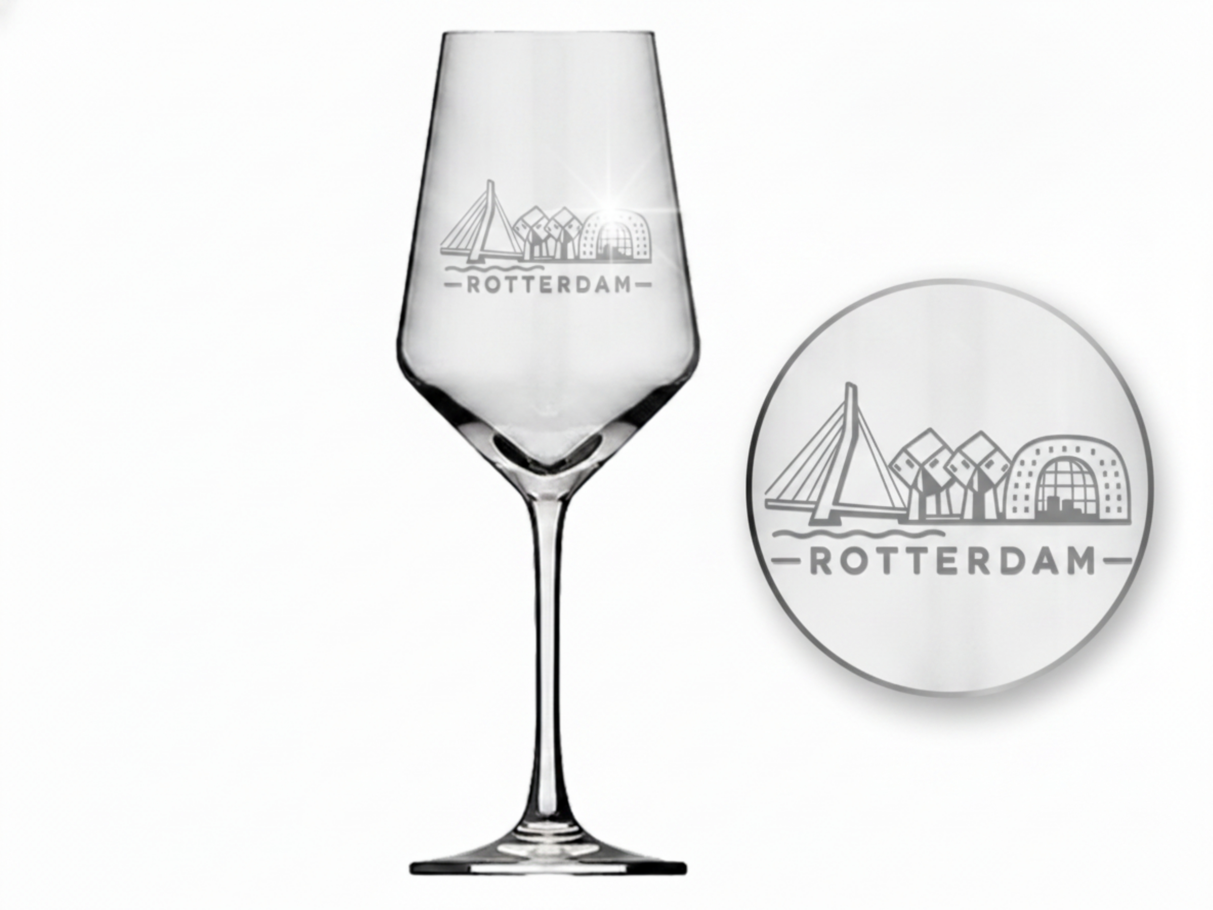 Weinglas Gravur Rotterdam 350ml spülmaschinenfest und stabil in der Hand