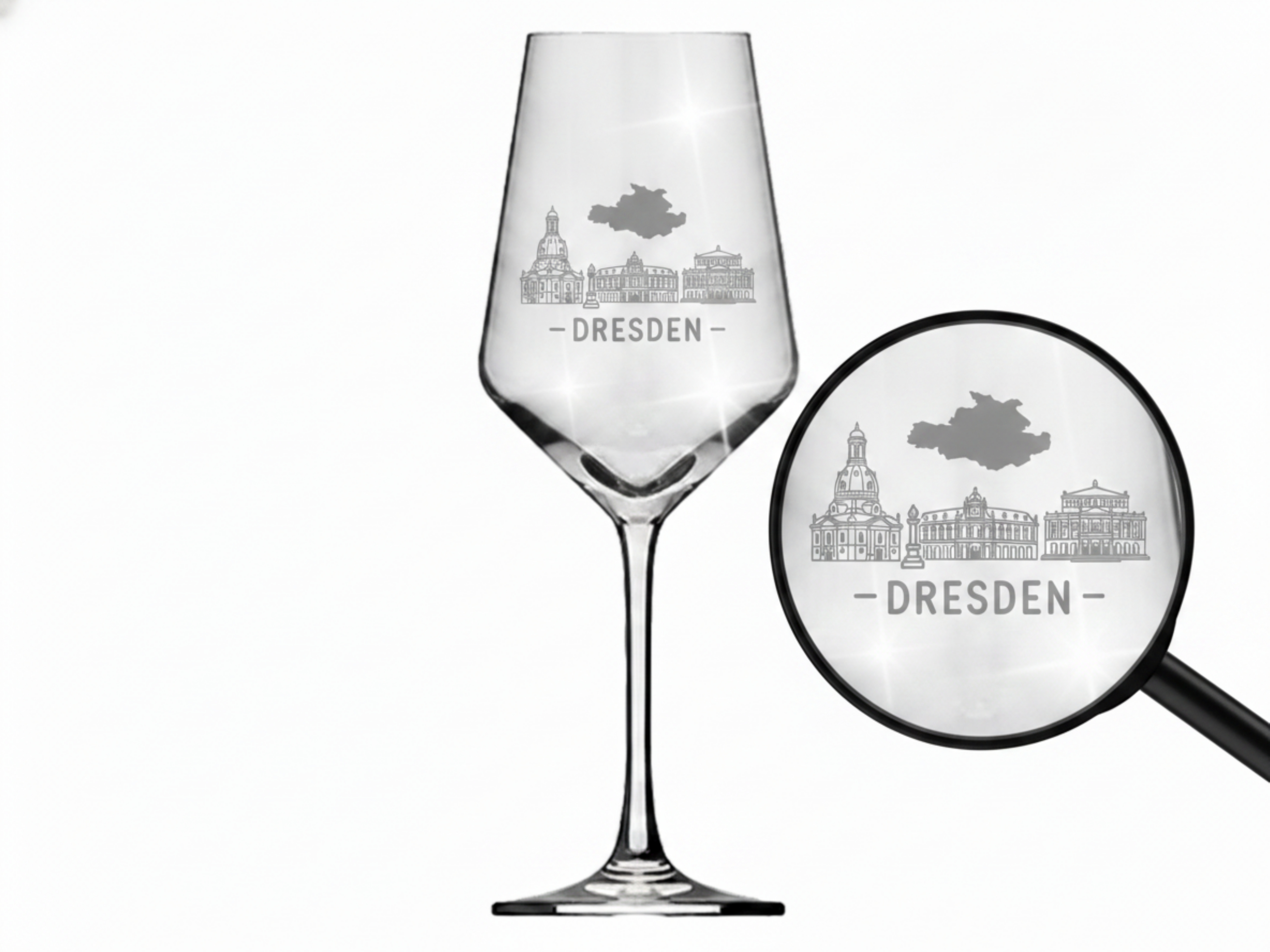 Weinglas Gravur Dresden 350ml spülmaschinenfest und langlebig für Weinliebhaber