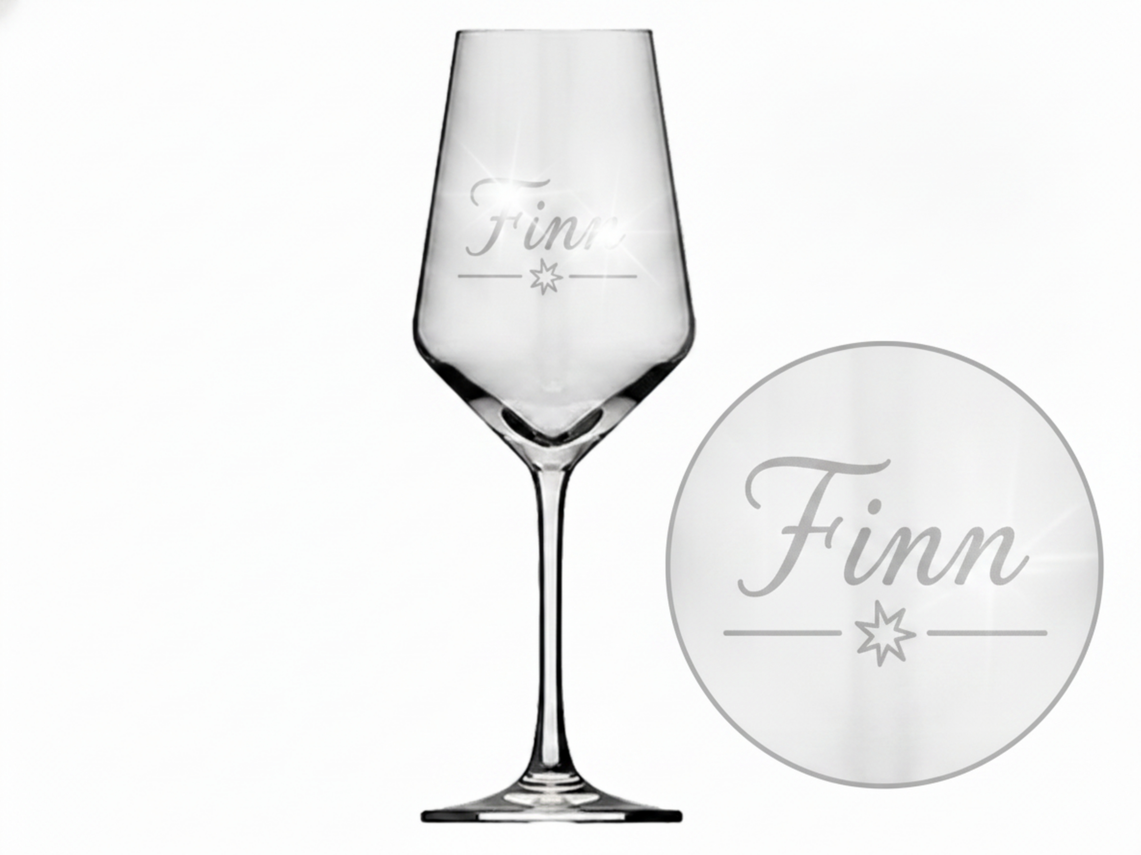 1x Weinglas Gravur Finn Namensglas 350ml spülmaschinenfest robust elegant