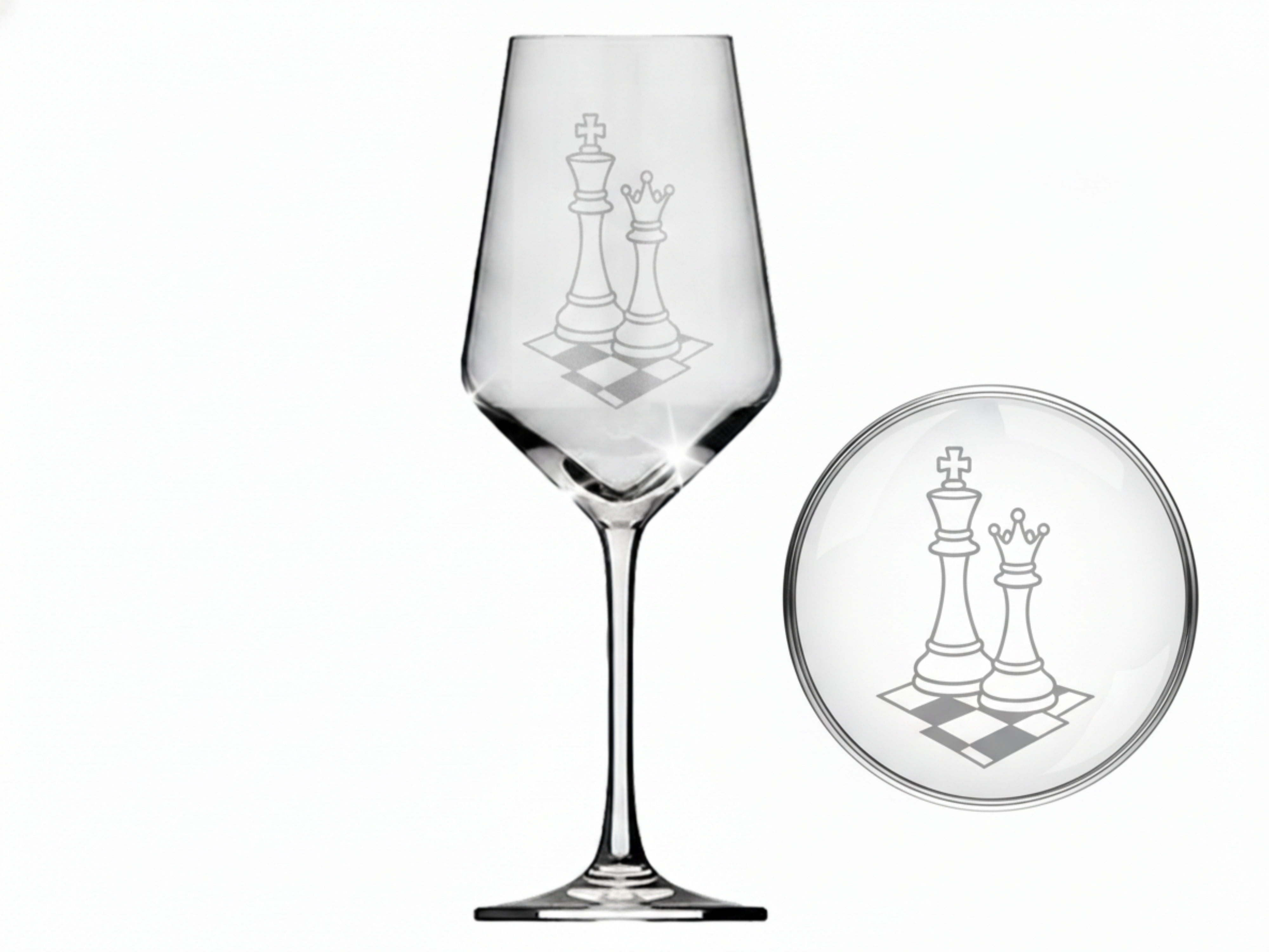 Weinglas Gravur Schach 350ml spülmaschinenfest und für verschiedene Weinsorten