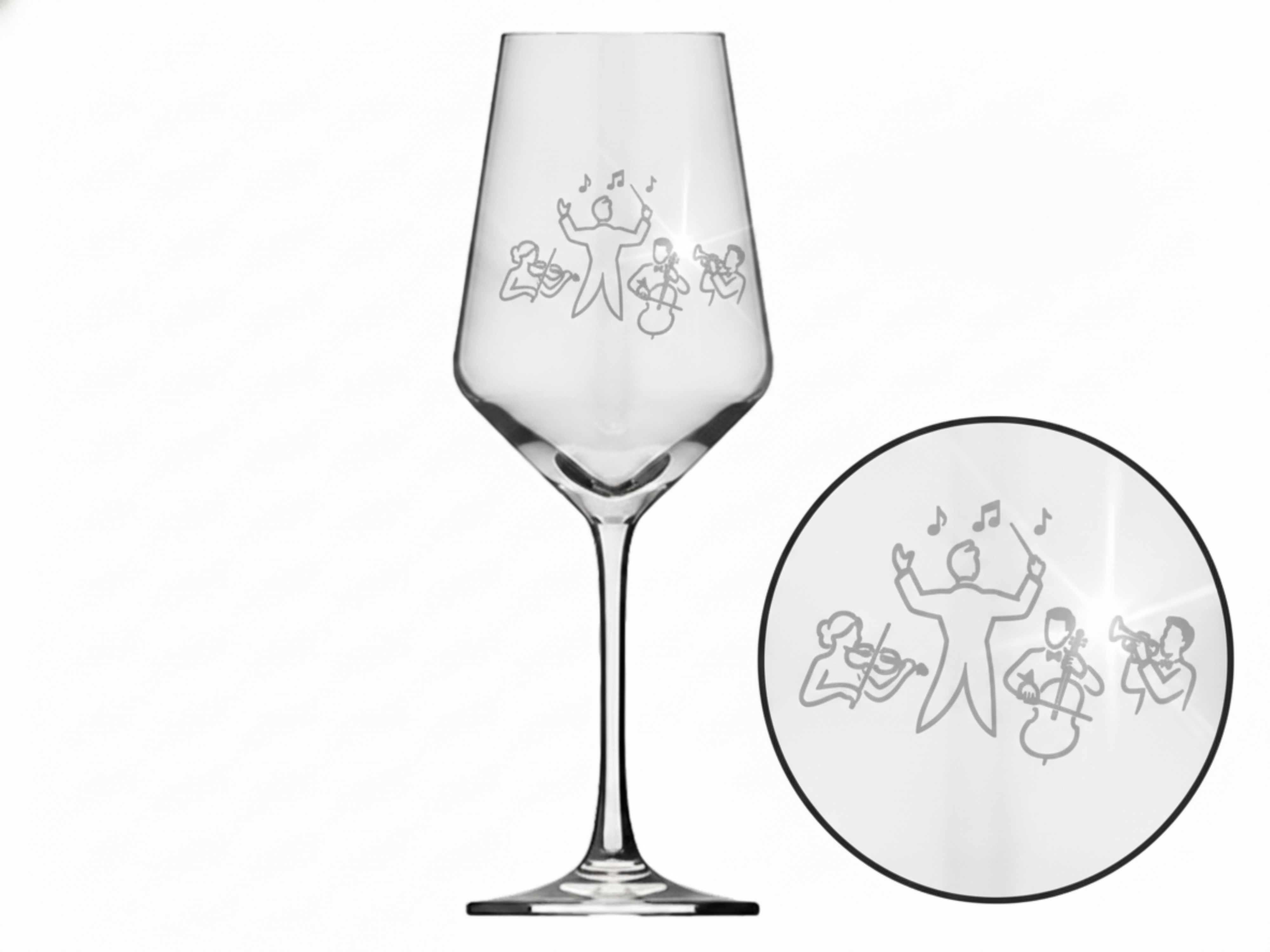 Weinglas Gravur Orchester Musiker 350ml spülmaschinenfest für Musikliebhaber