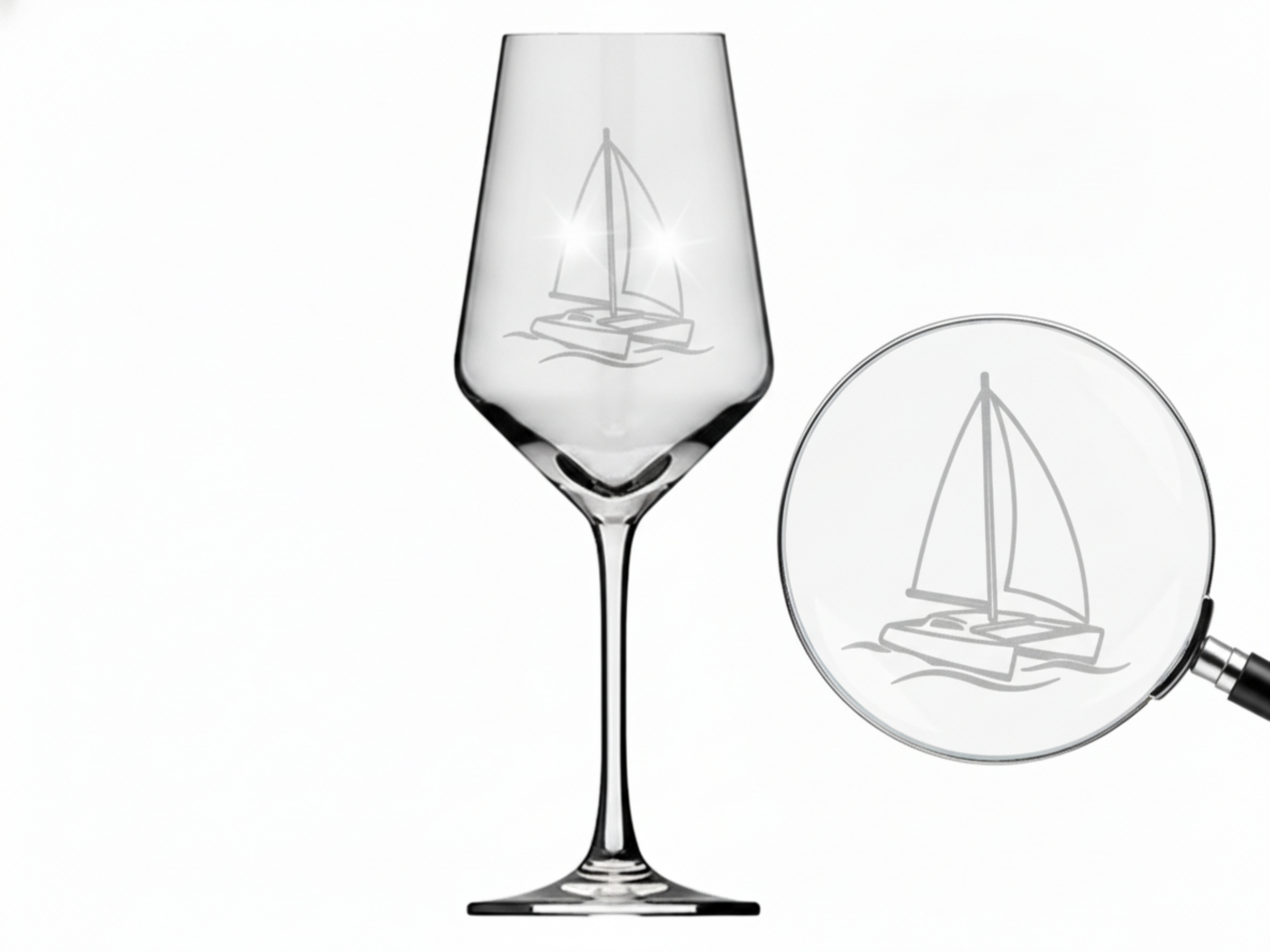 Weinglas Gravur Katamaran Segler 350ml spülmaschinenfest maritim elegant
