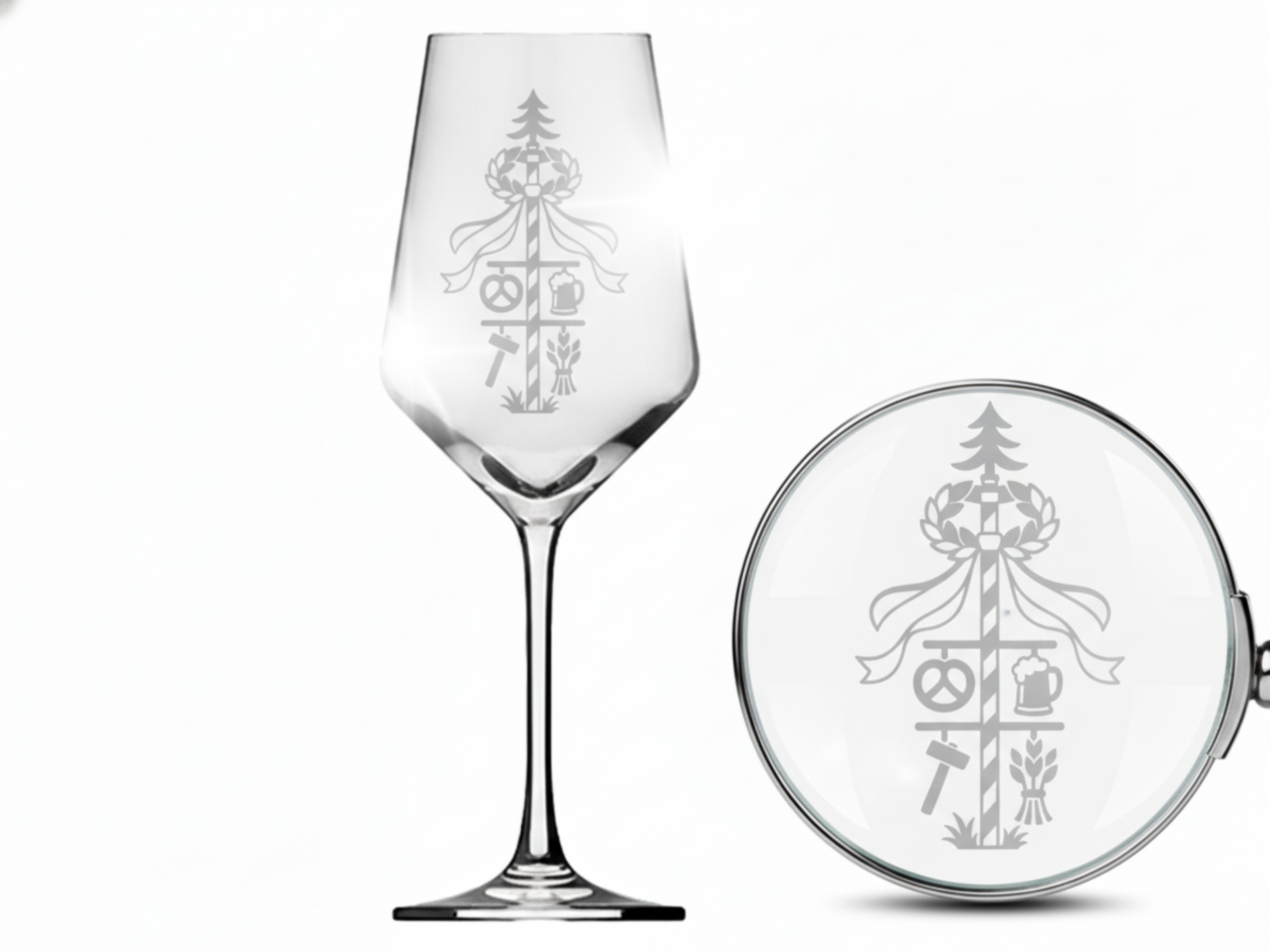 Weinglas Gravur Maibaum 350ml spülmaschinenfest und robust für jeden Anlass