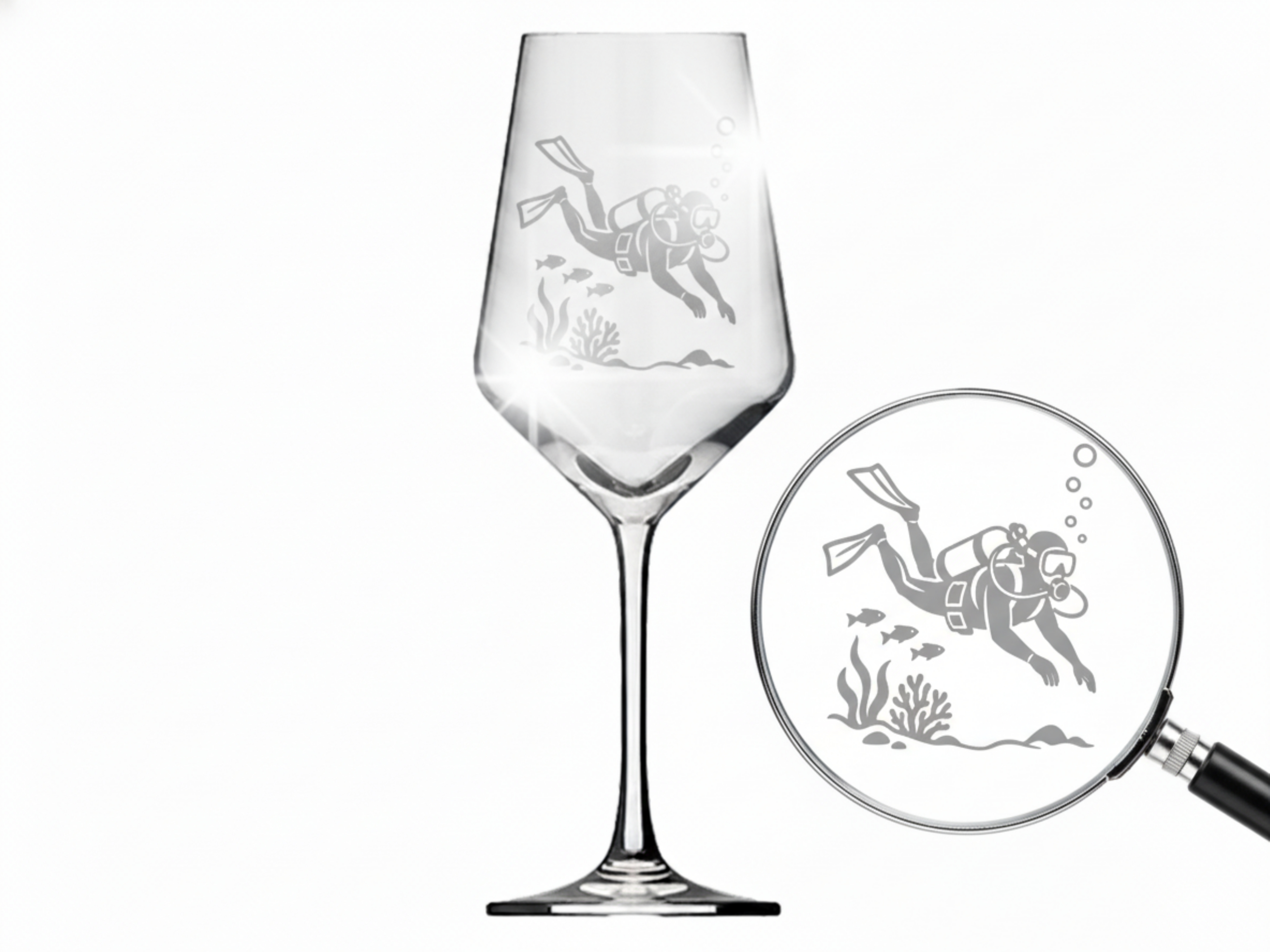 Weinglas Gravur Taucher 350ml spülmaschinenfest für Weine und Anlässe