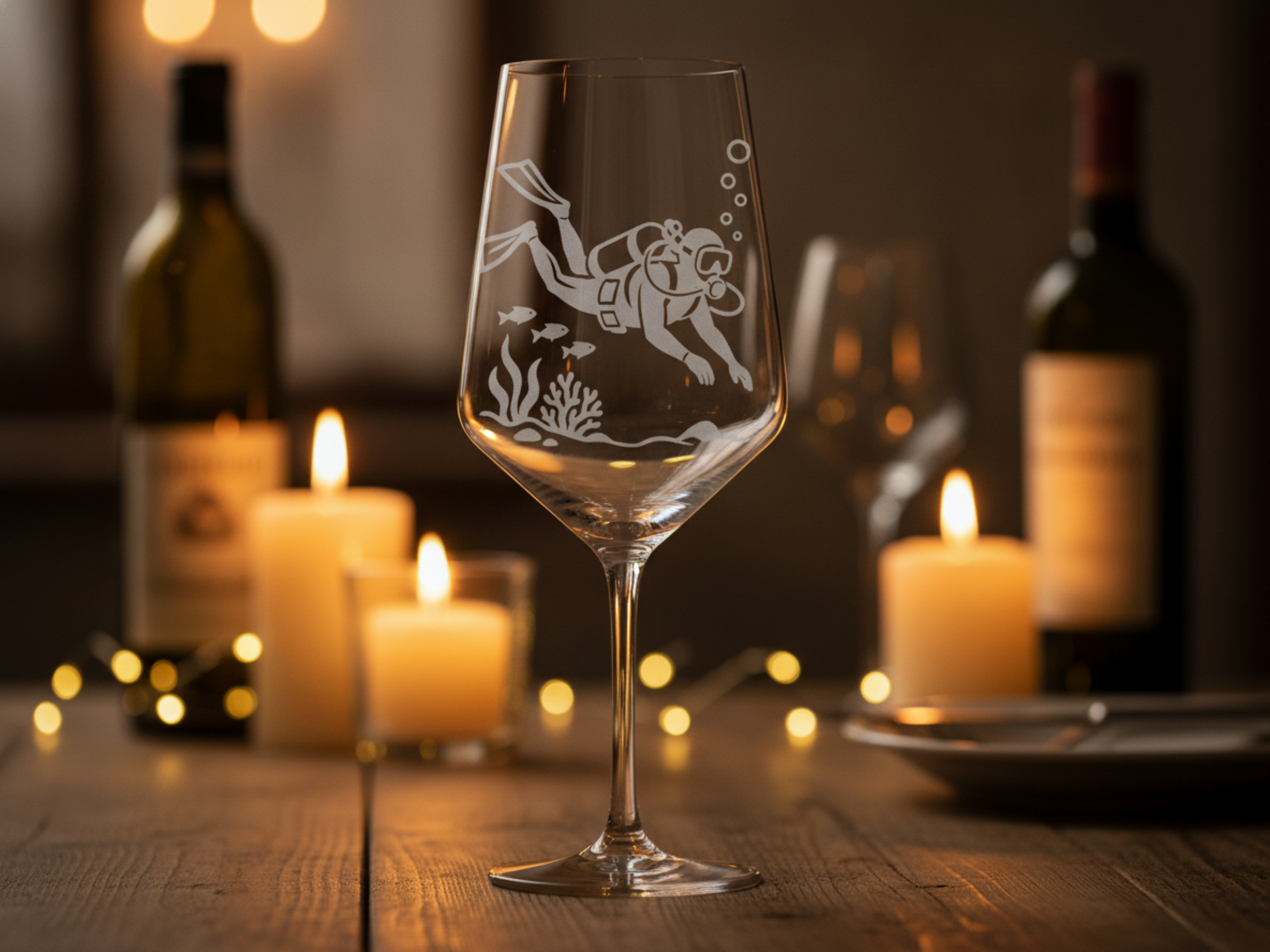 Weinglas Gravur Taucher 350ml spülmaschinenfest für Weine und Anlässe - Vorschau 5