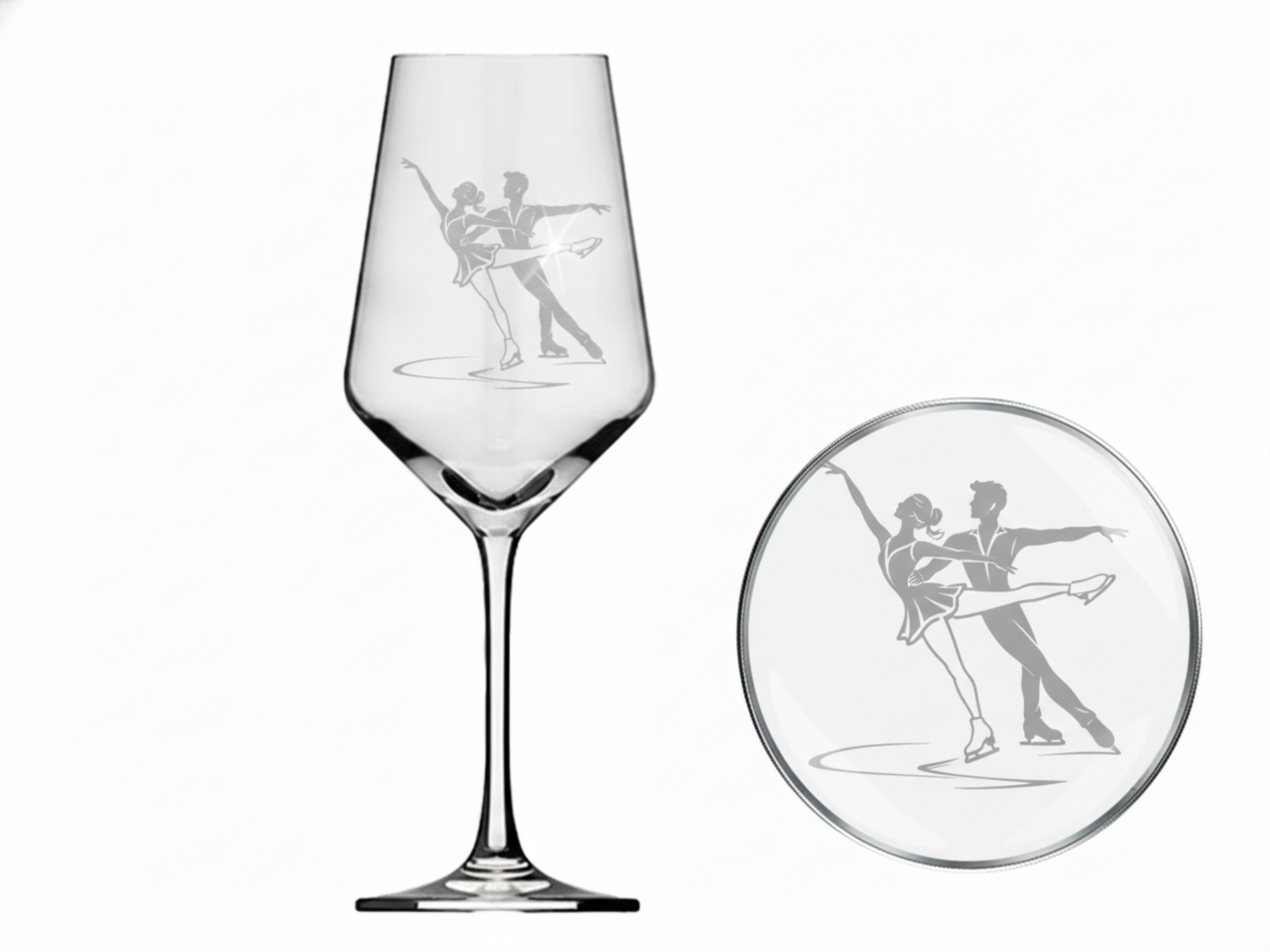 Weinglas Gravur Eiskunstlauf 350ml spülmaschinenfest für Weinliebhaber