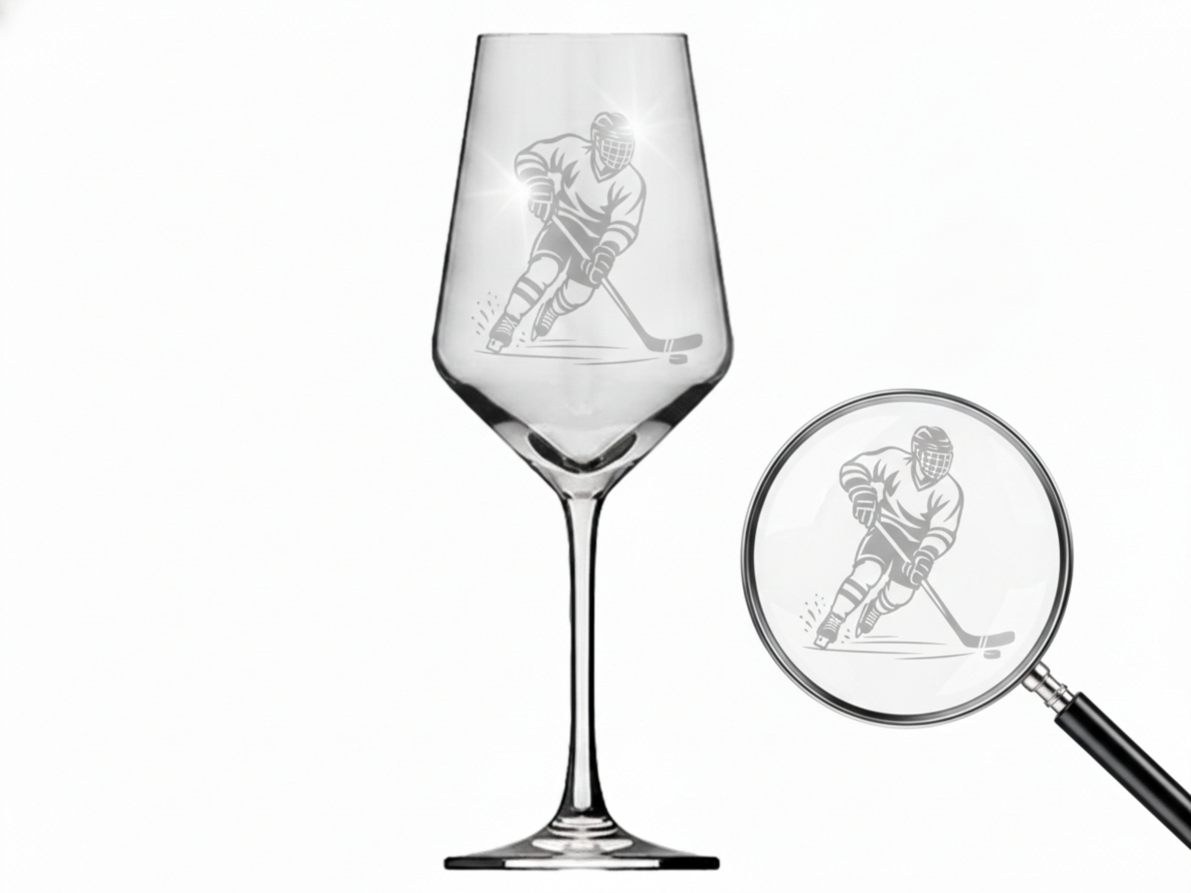 Weinglas Gravur Eishockey 350ml spülmaschinenfest für Rot- und Weißwein