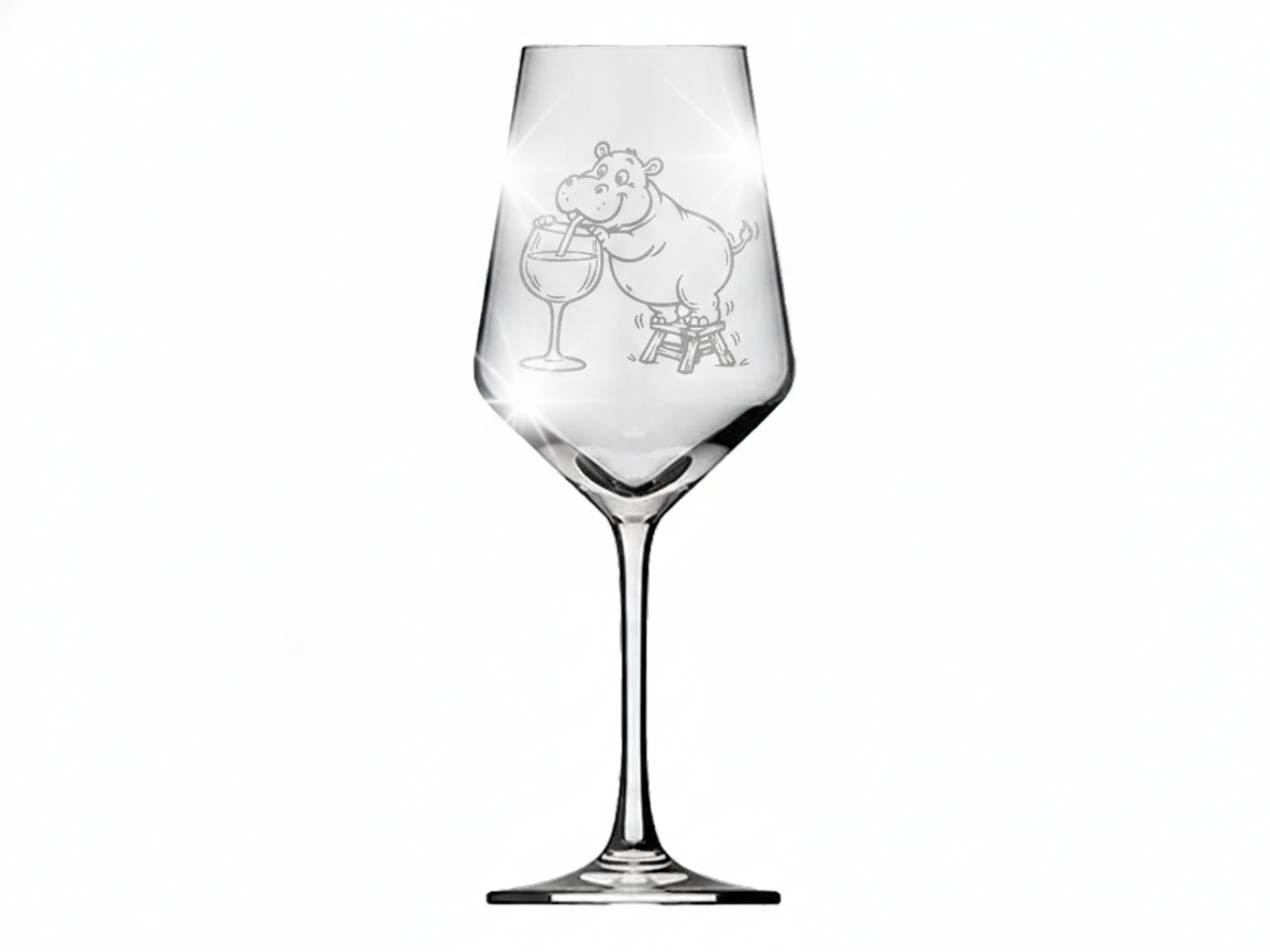 Weinglas Gravur Nilpferd Hippo mit Weinchen 350ml spülmaschinenfest - Vorschau 6