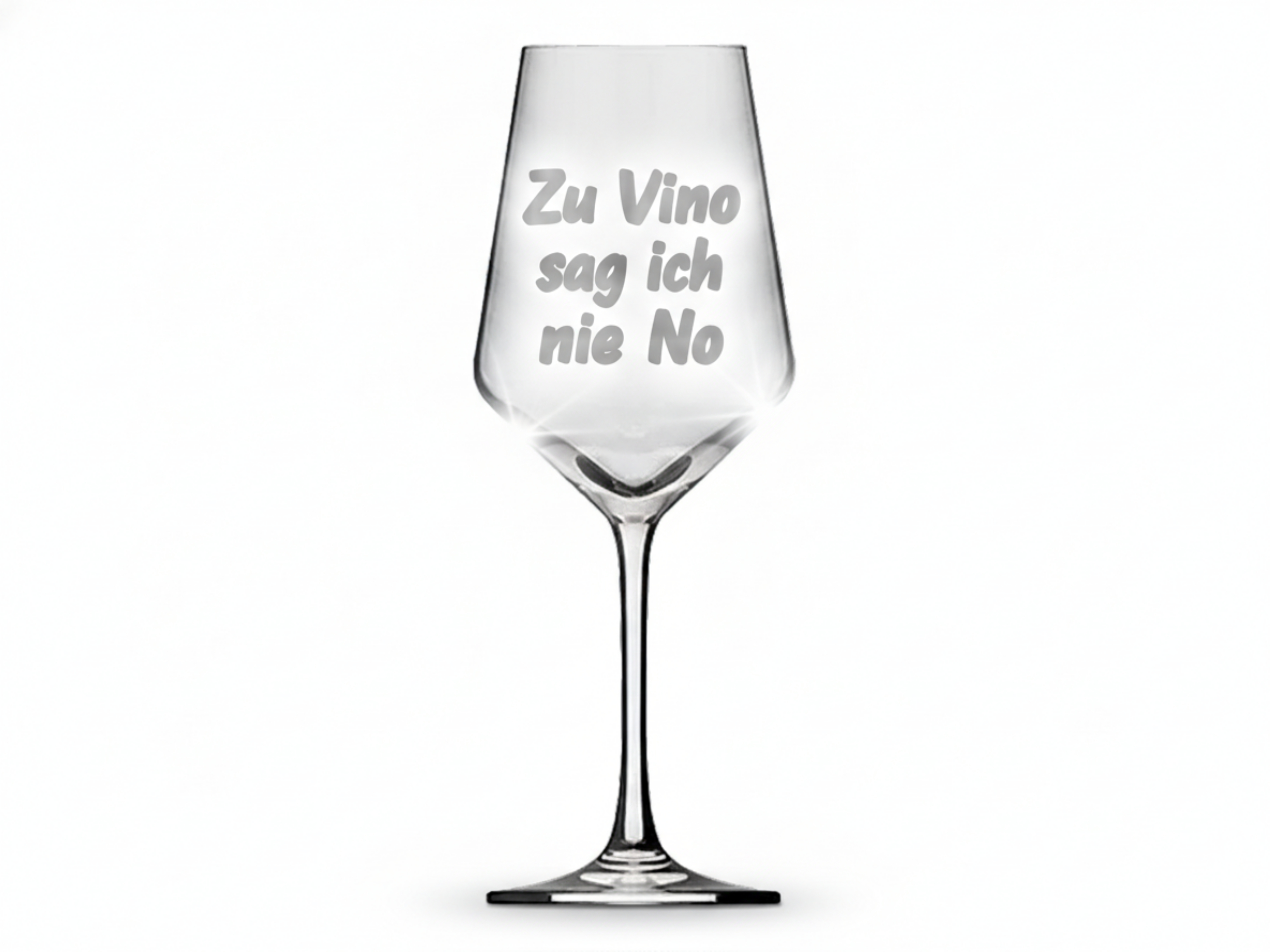 Weinglas mit Spruch-Gravur 'Zu Vino sag ich nie No' 350ml spülmaschinenfest Valhalla Design - Vorschau 6