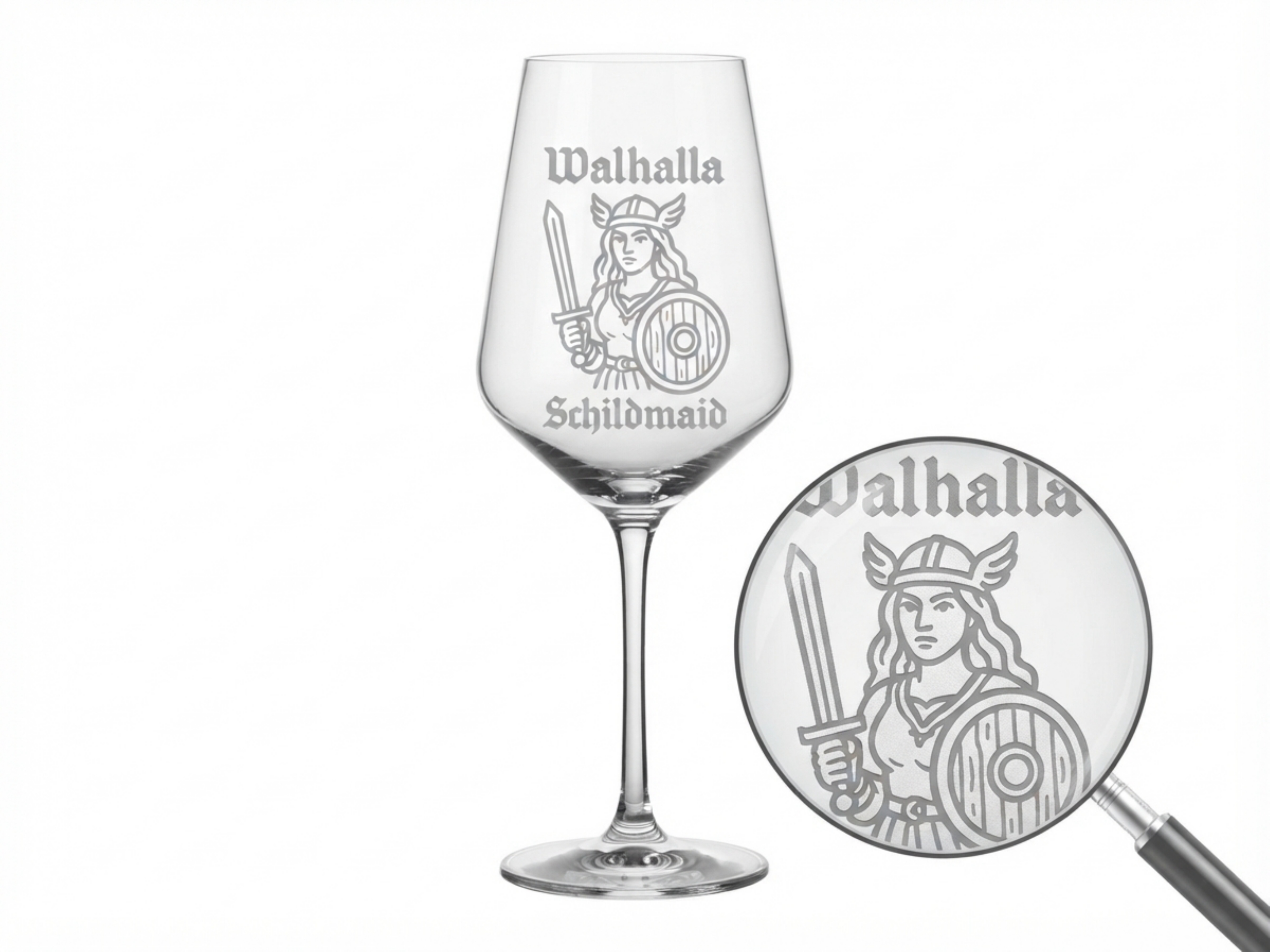 Weinglas Gravur Schildmaid 350ml spülmaschinenfest- Valhalla Nordisch Glas