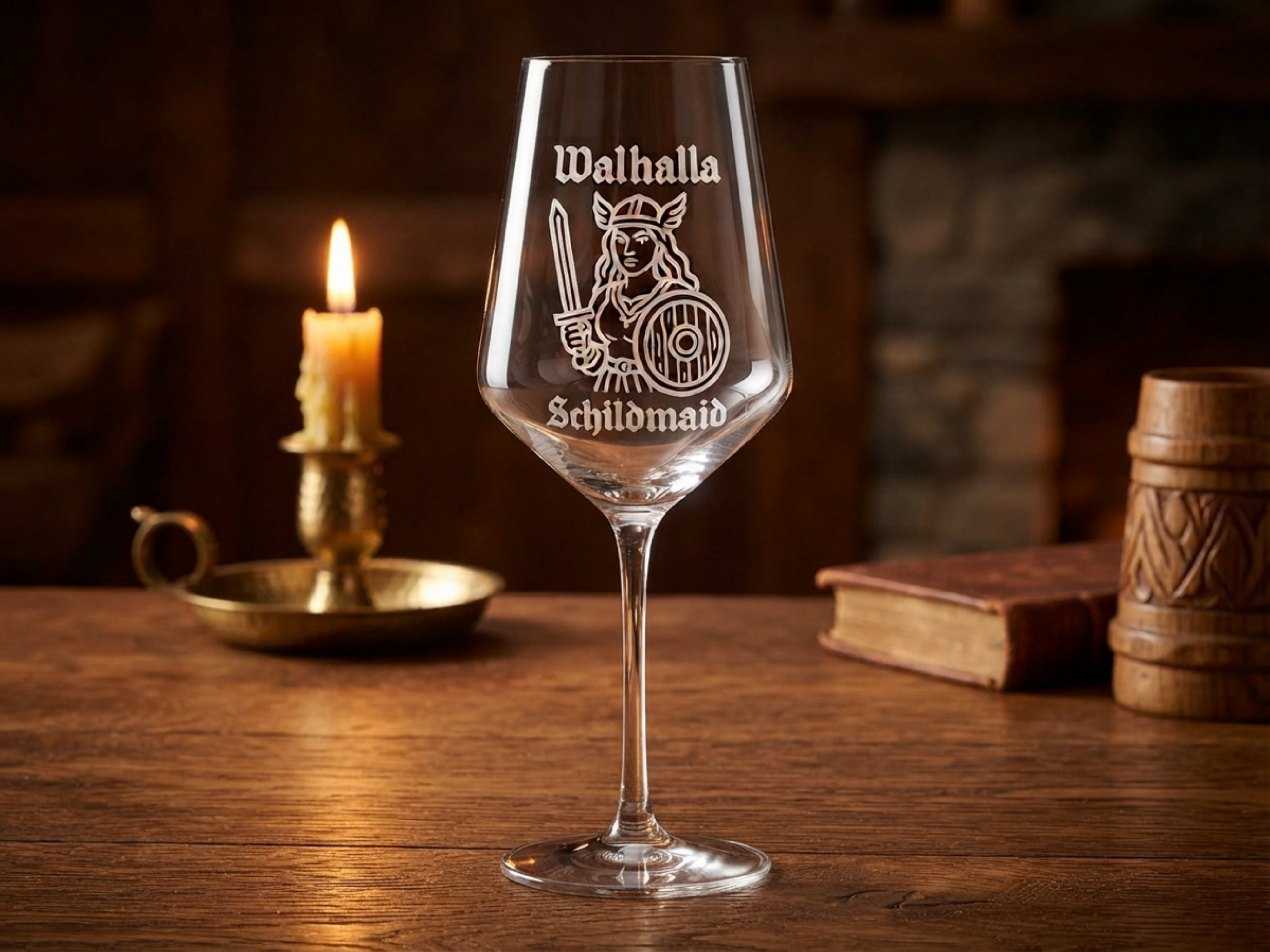 Weinglas Gravur Schildmaid 350ml spülmaschinenfest- Valhalla Nordisch Glas - Vorschau 6
