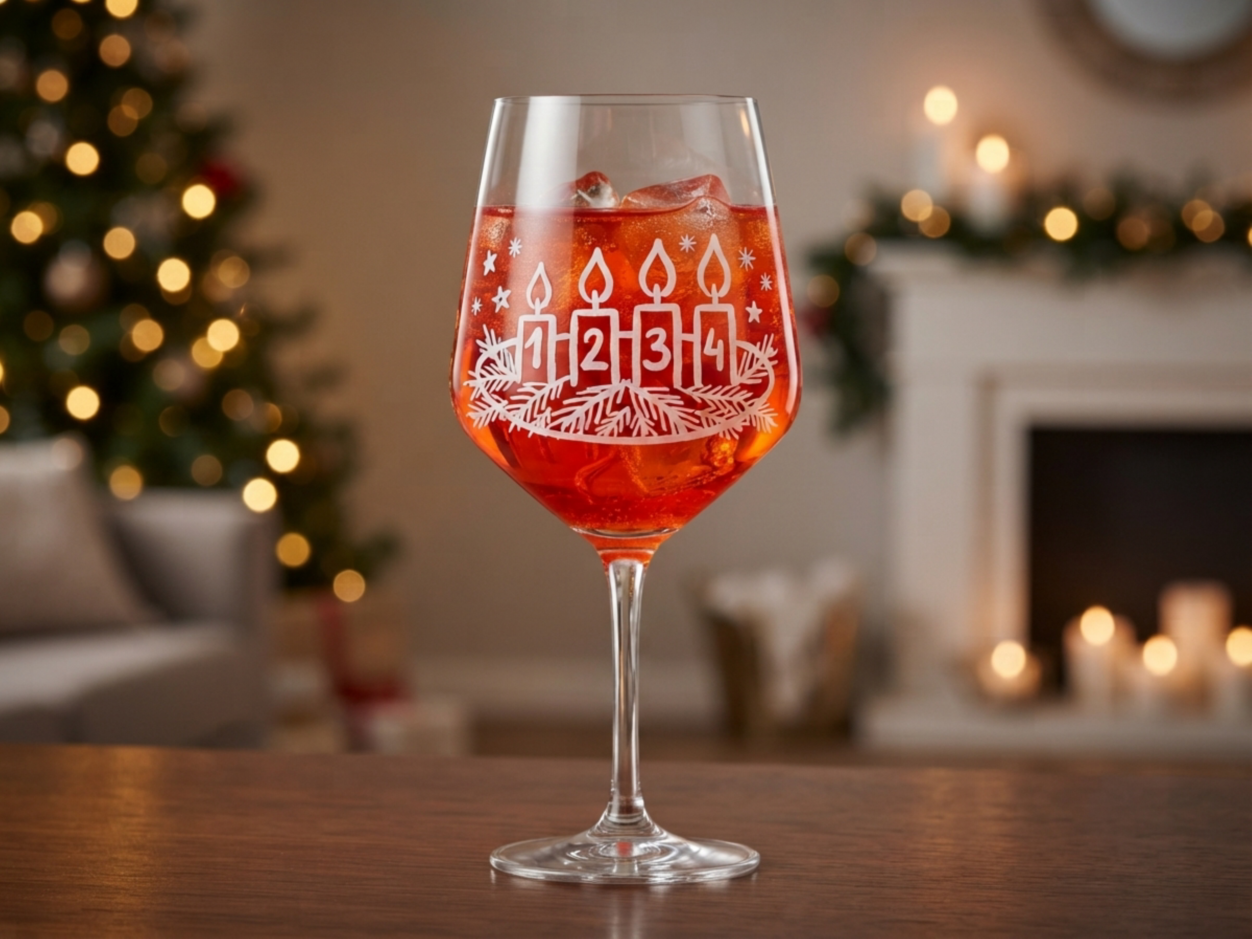 Weinglas Gravur Adventskranz 350ml spülmaschinenfest - Vorschau 2