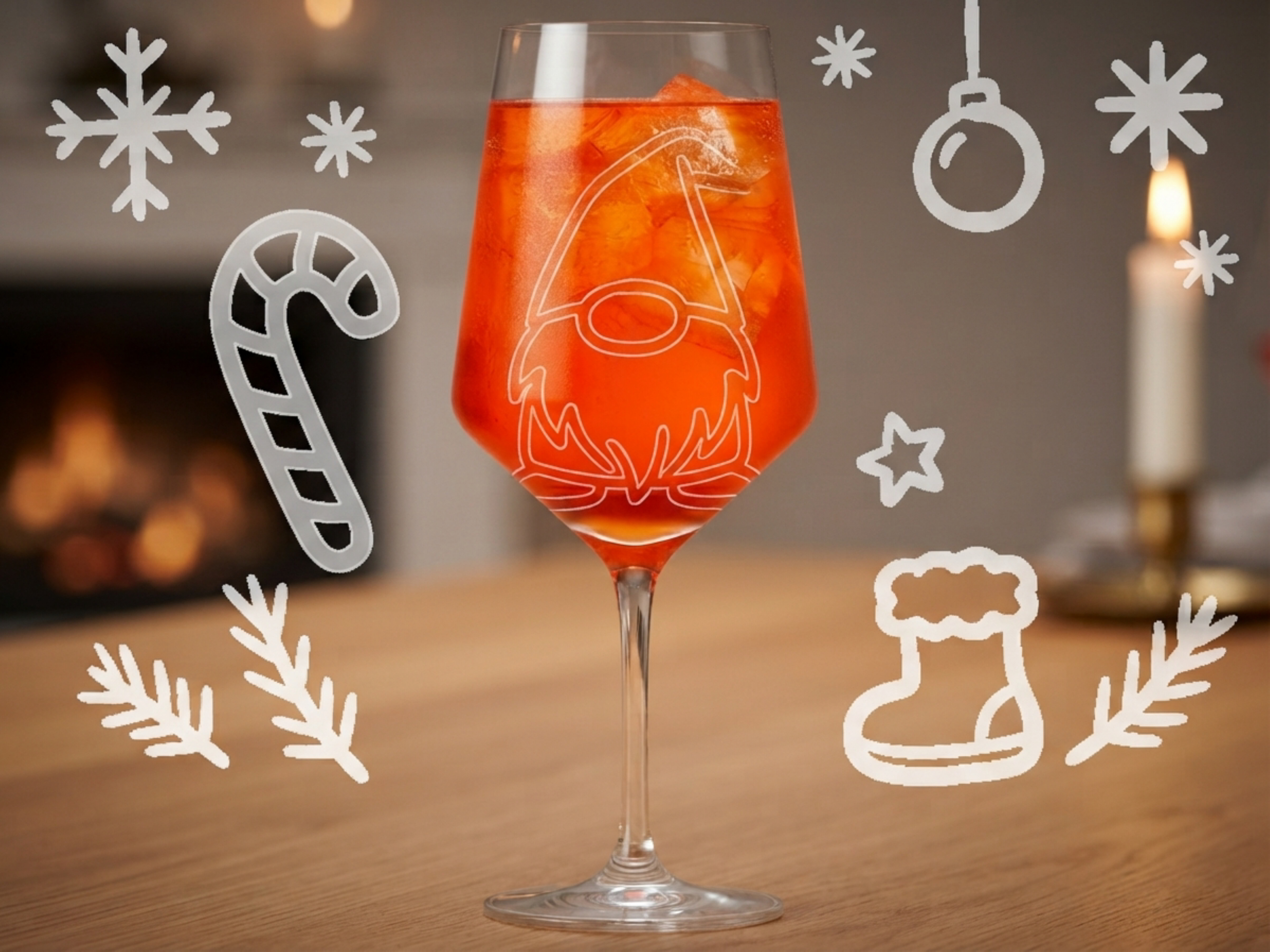Weinglas Gravur Zuckerstangen Weihnachtswichtel 350ml - spülmaschinenfest - Vorschau 5