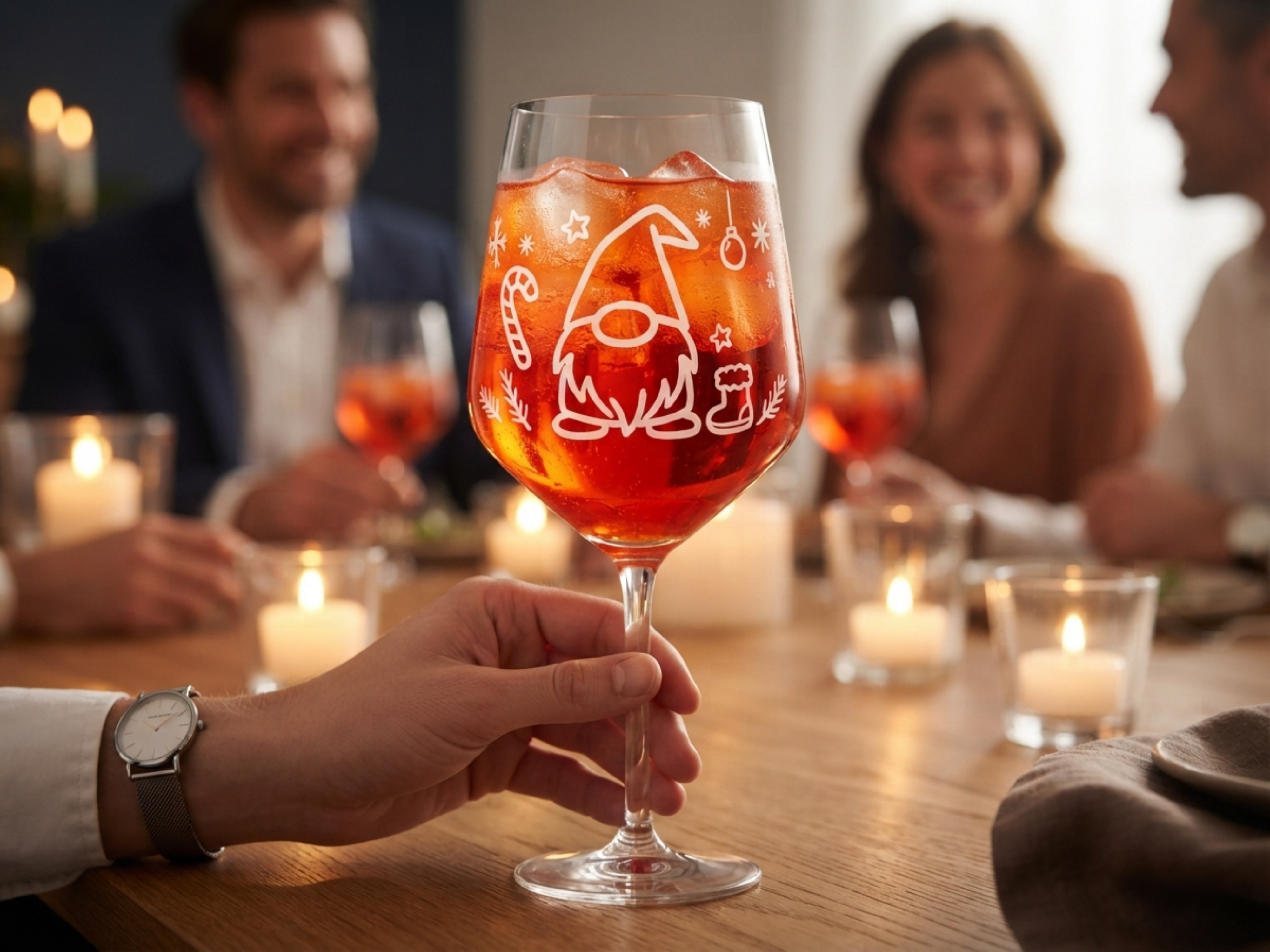 Weinglas Gravur Zuckerstangen Weihnachtswichtel 350ml - spülmaschinenfest - Vorschau 3