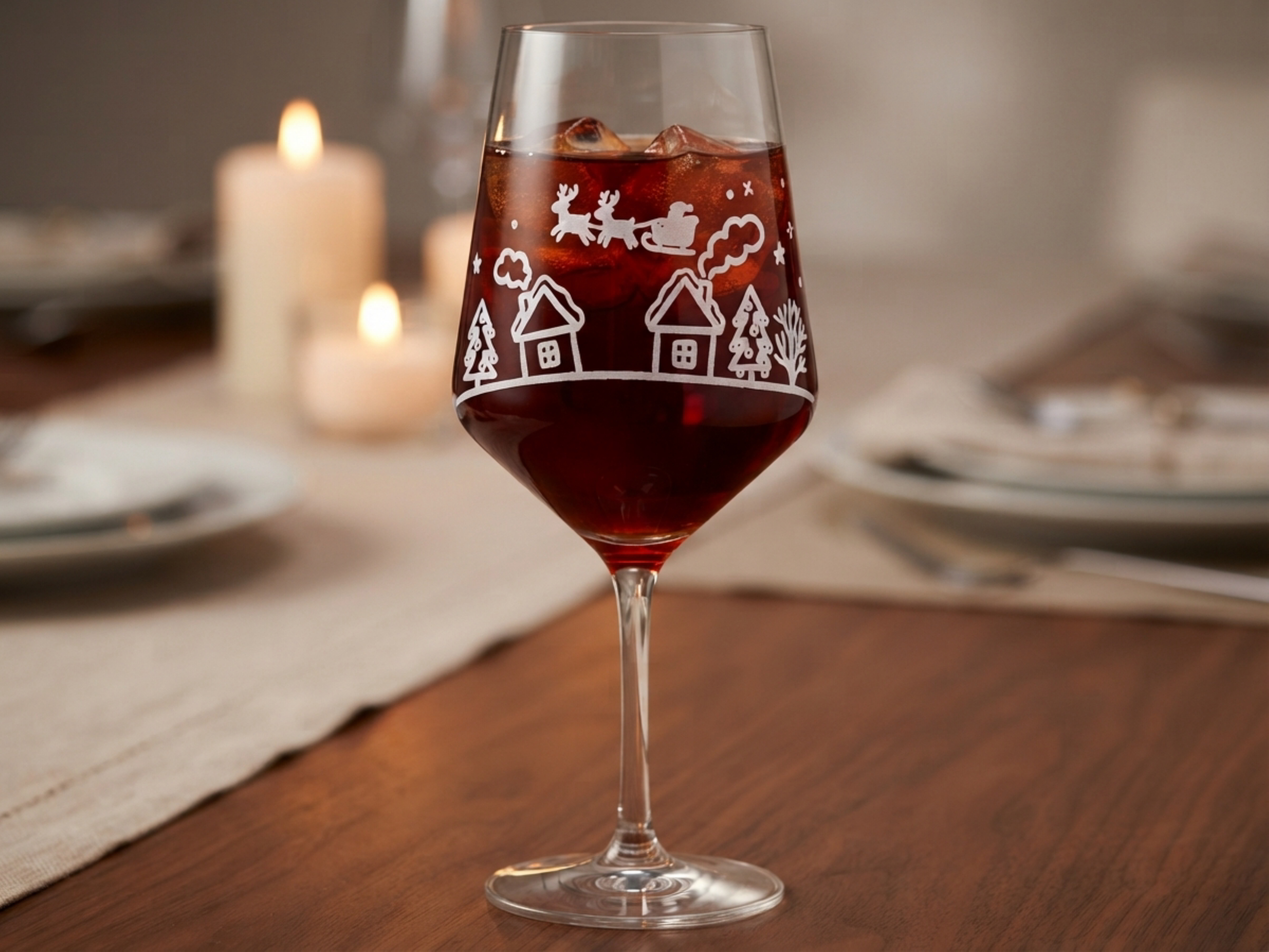 Weinglas Gravur Weihnachtsmann am Himmel 350ml spülmaschinenfest - Vorschau 3