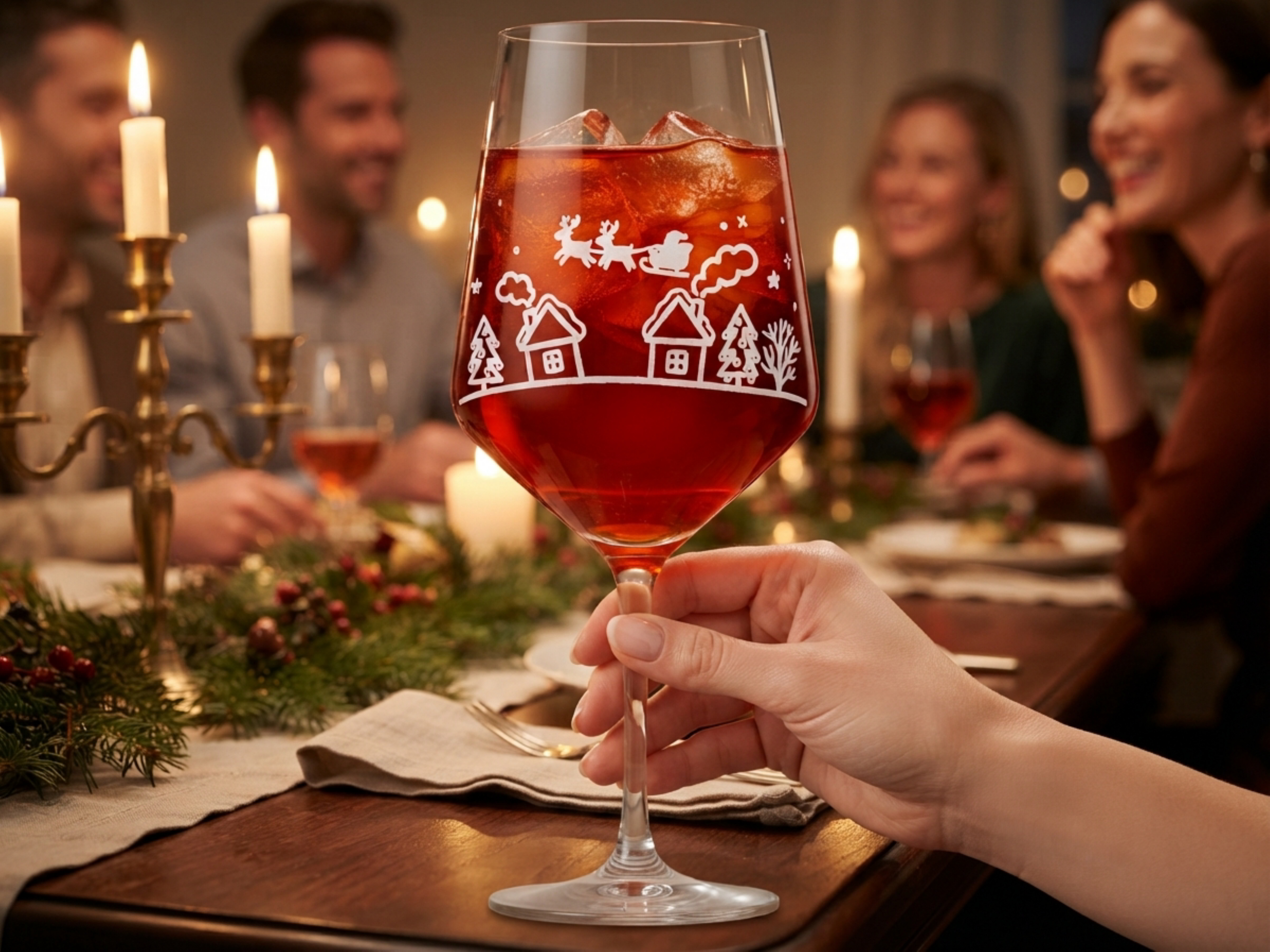 Weinglas Gravur Weihnachtsmann am Himmel 350ml spülmaschinenfest - Vorschau 5