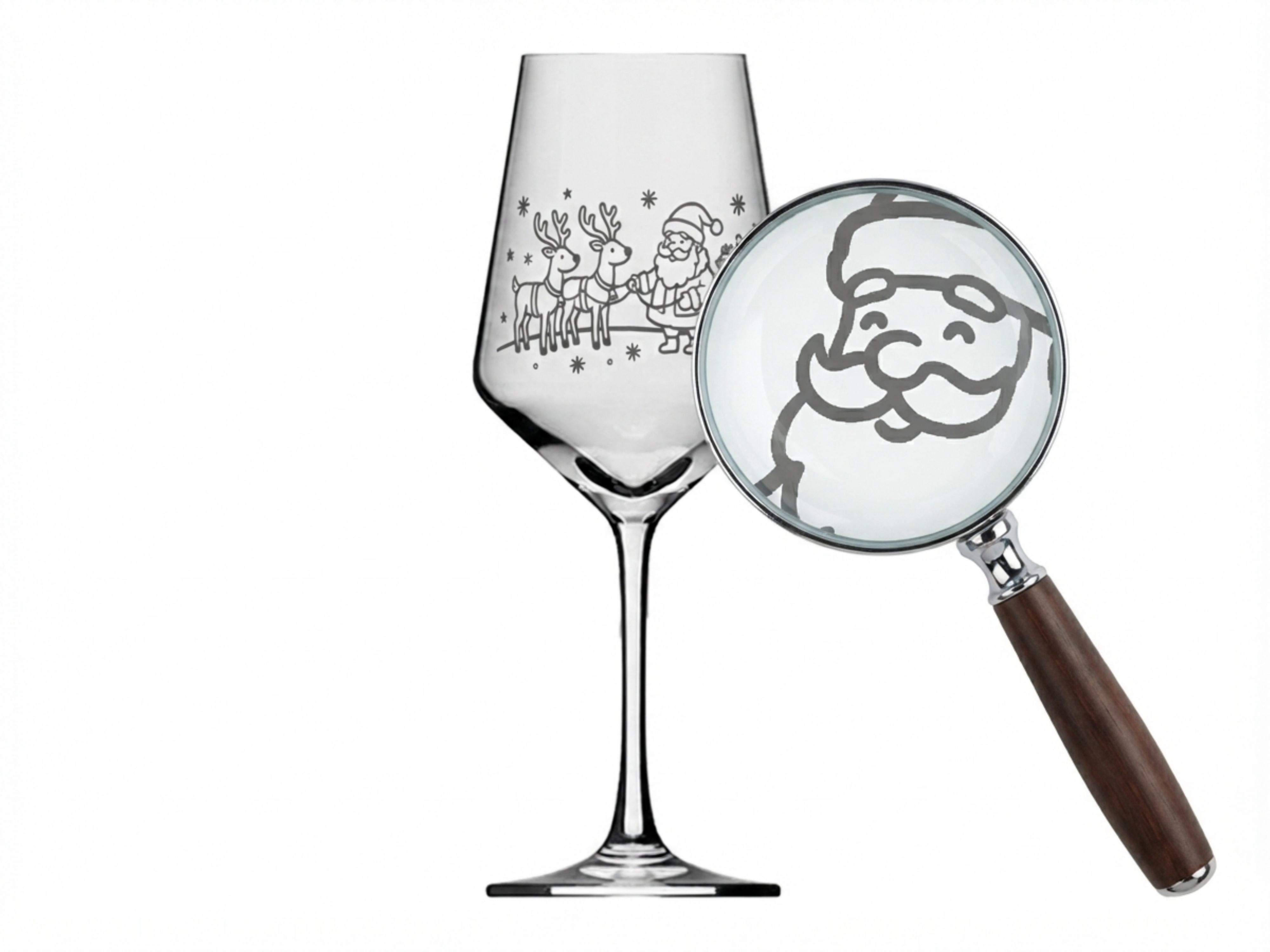 Weinglas Gravur Weihnachtsmann mit Rentieren 350ml
