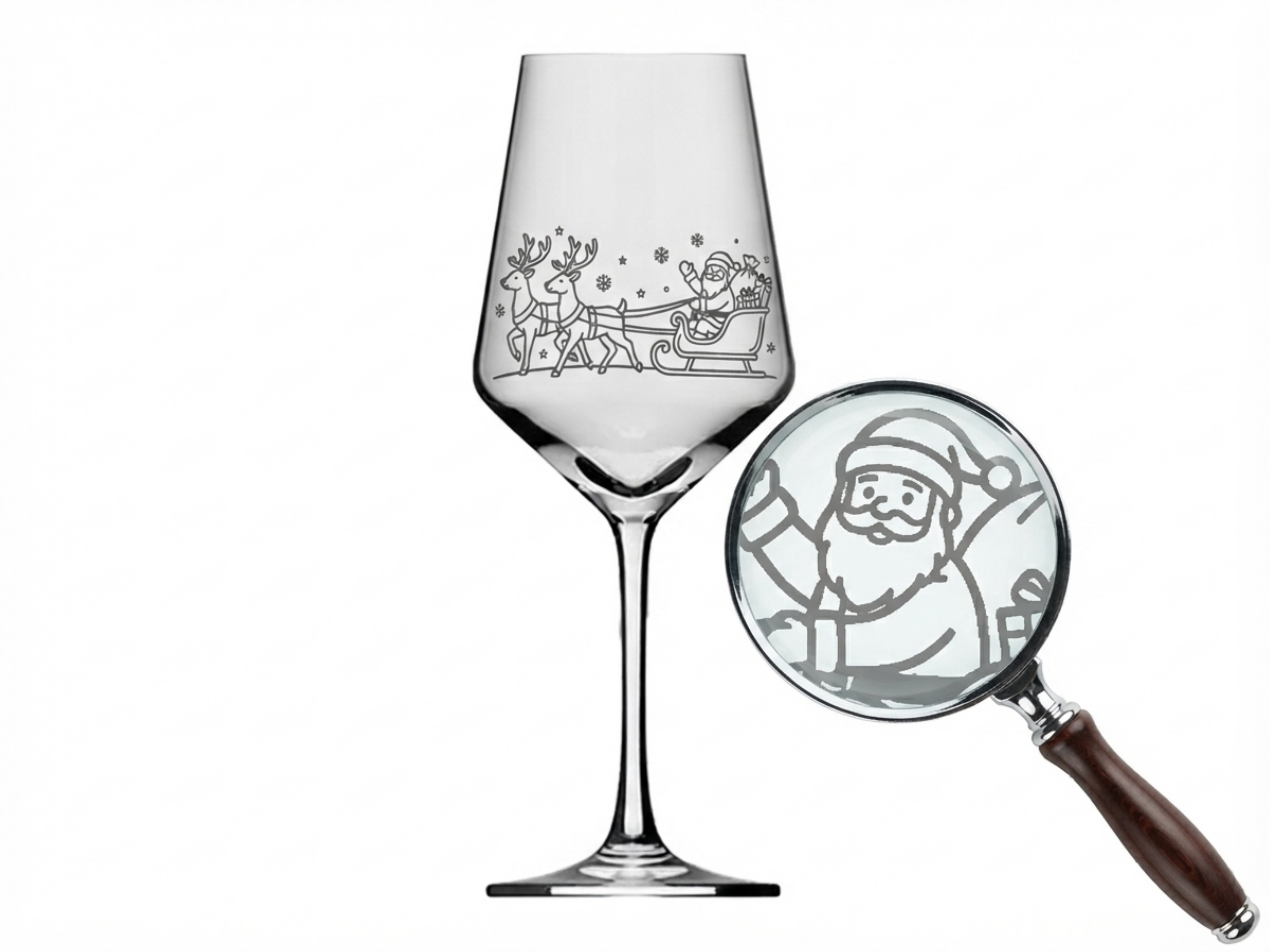 Weinglas Gravur Weihnachtsmann Rentierschlitten 350ml spülmaschinenfest Valhalla