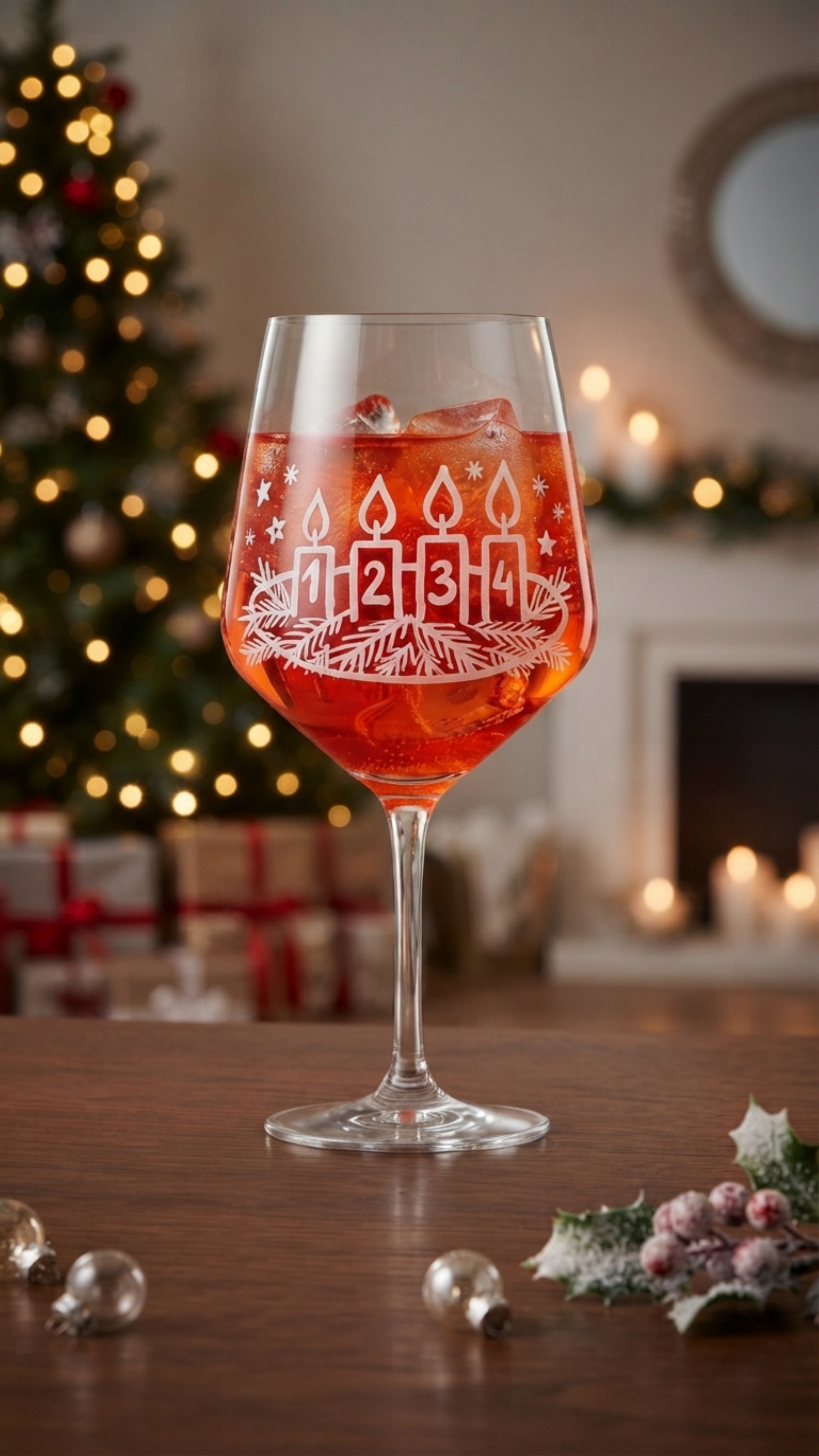 Weinglas Gravur Adventskranz 350ml spülmaschinenfest - Vorschau 10