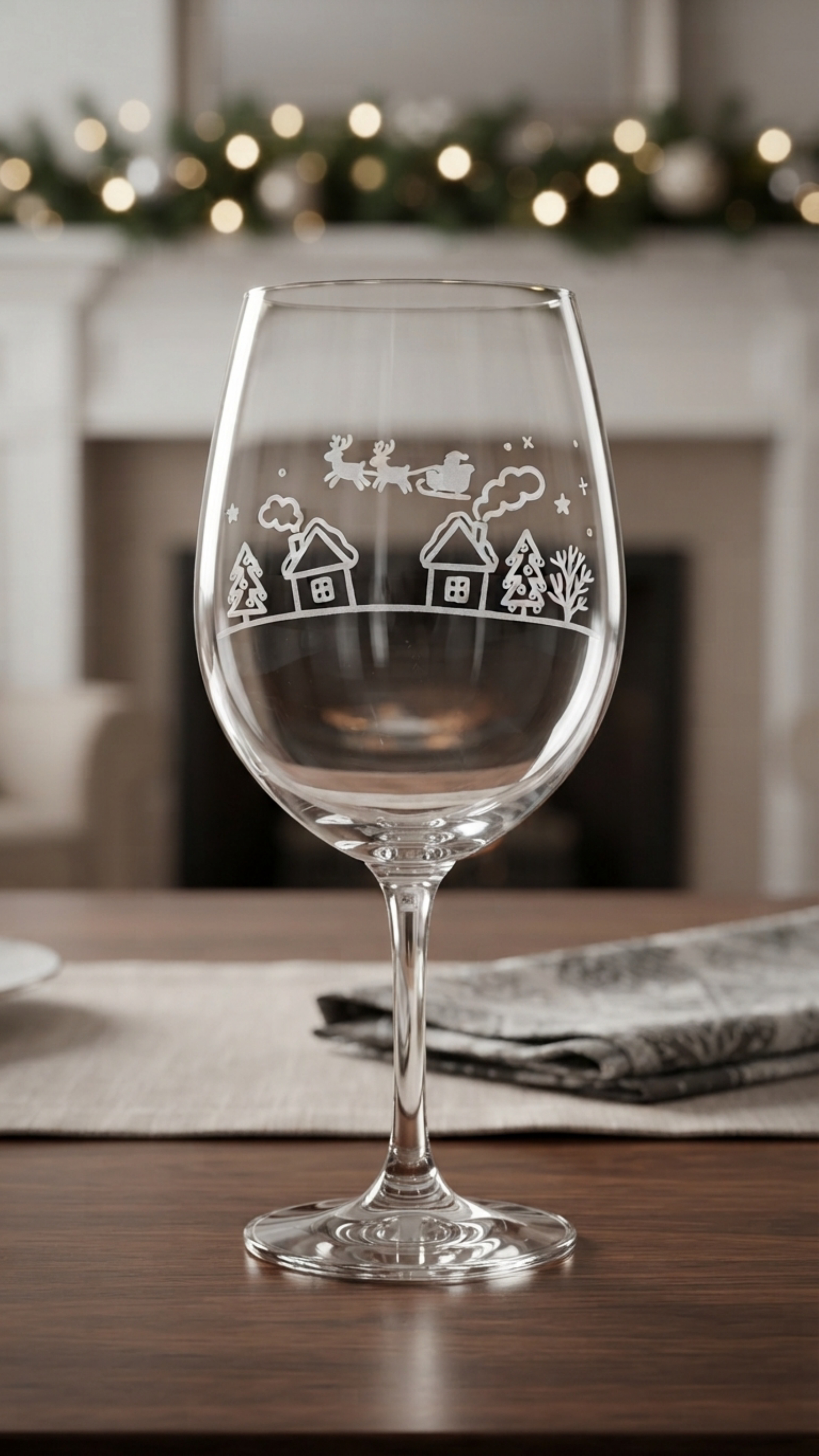 Weinglas Gravur Weihnachtsmann am Himmel 350ml spülmaschinenfest - Vorschau 7