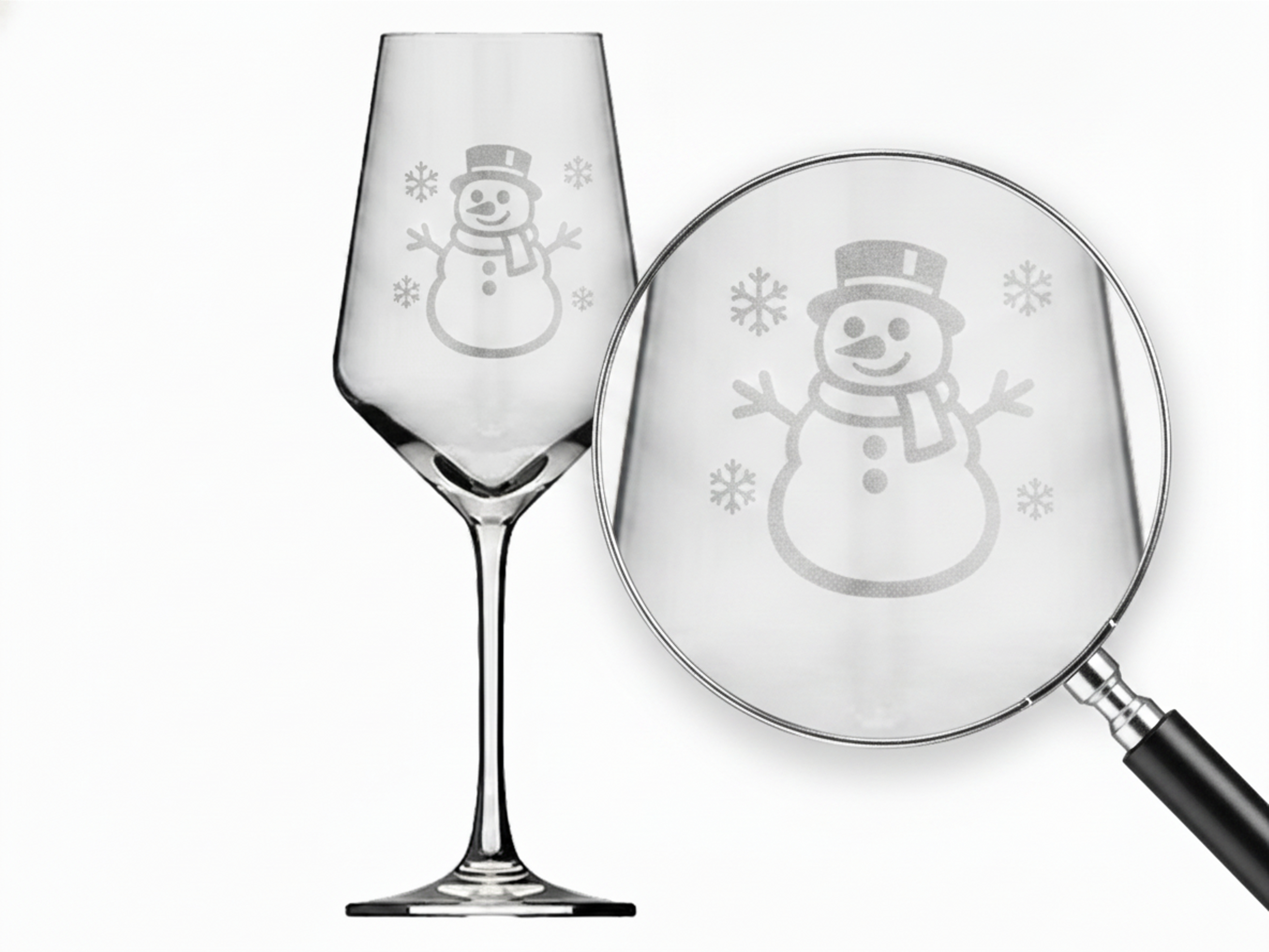 1x Weinglas mit Gravur Schneemann 350ml spülmaschinenfest und elegant