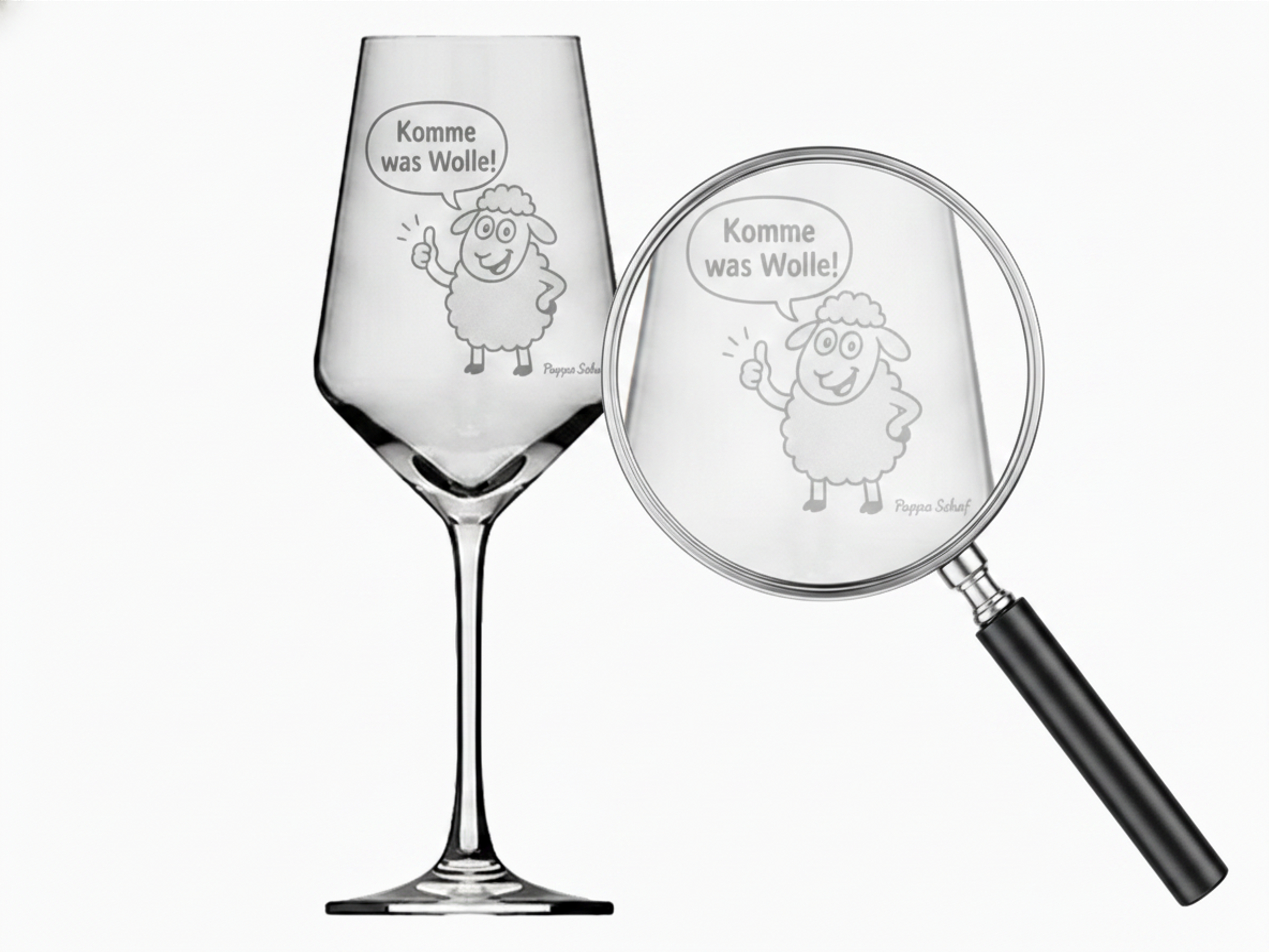 Weinglas Gravur Puppa Schaf komme was Wolle 350ml spülmaschinenfest und robust