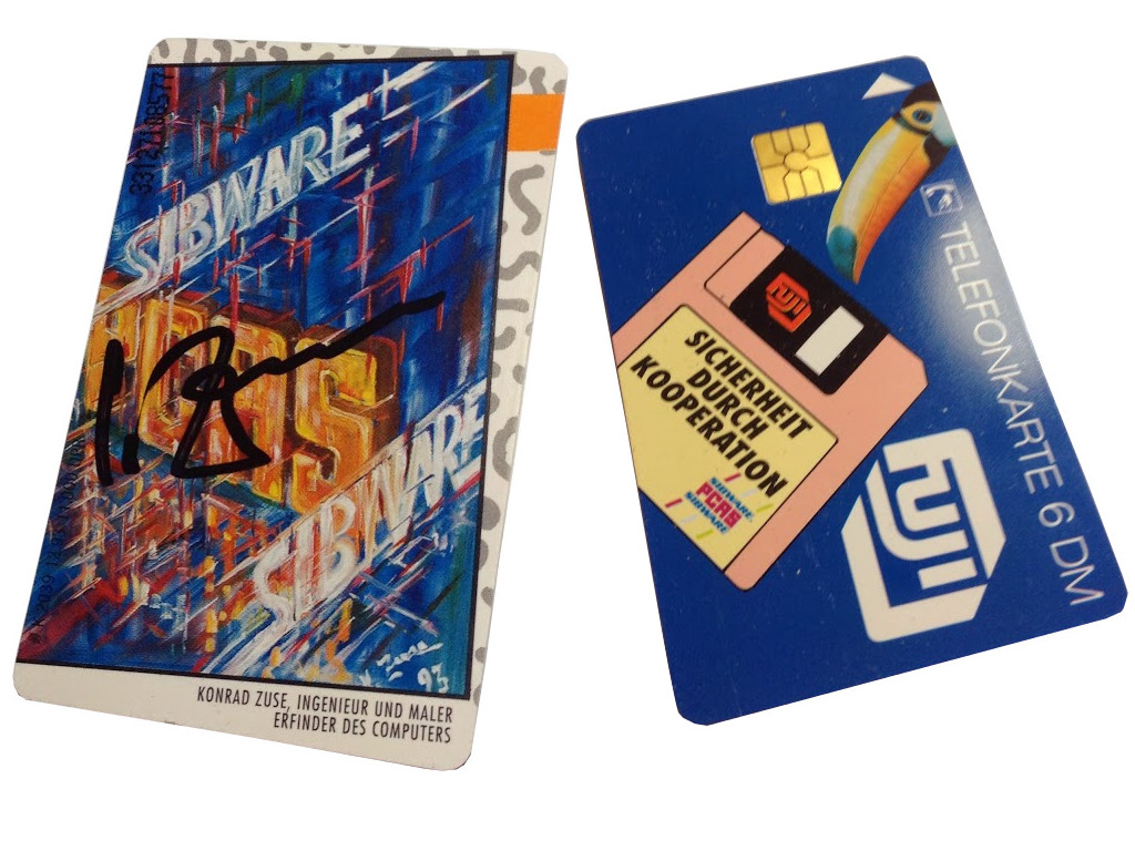 Telefonkarte Konrad Zuse handsigniert Abbildung Gemälde aus dem Jahr 1993