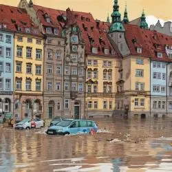 Elbe flood in Dresden, water level reaches alarm level 3.