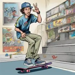 Images d'Aurélien Giraud en skateboard pour JO 2024.