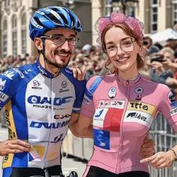 Marion und Julian strahlen glücklich am Zielstrich.