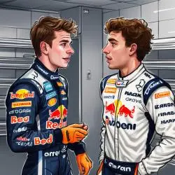 Max and Lando chat in the cool down room about race tactics.