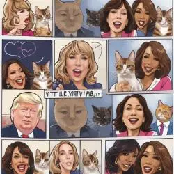 Taylor Swift and Kamala Harris unite in cat love.