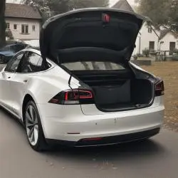 Close the trunk of the Tesla Model Y.